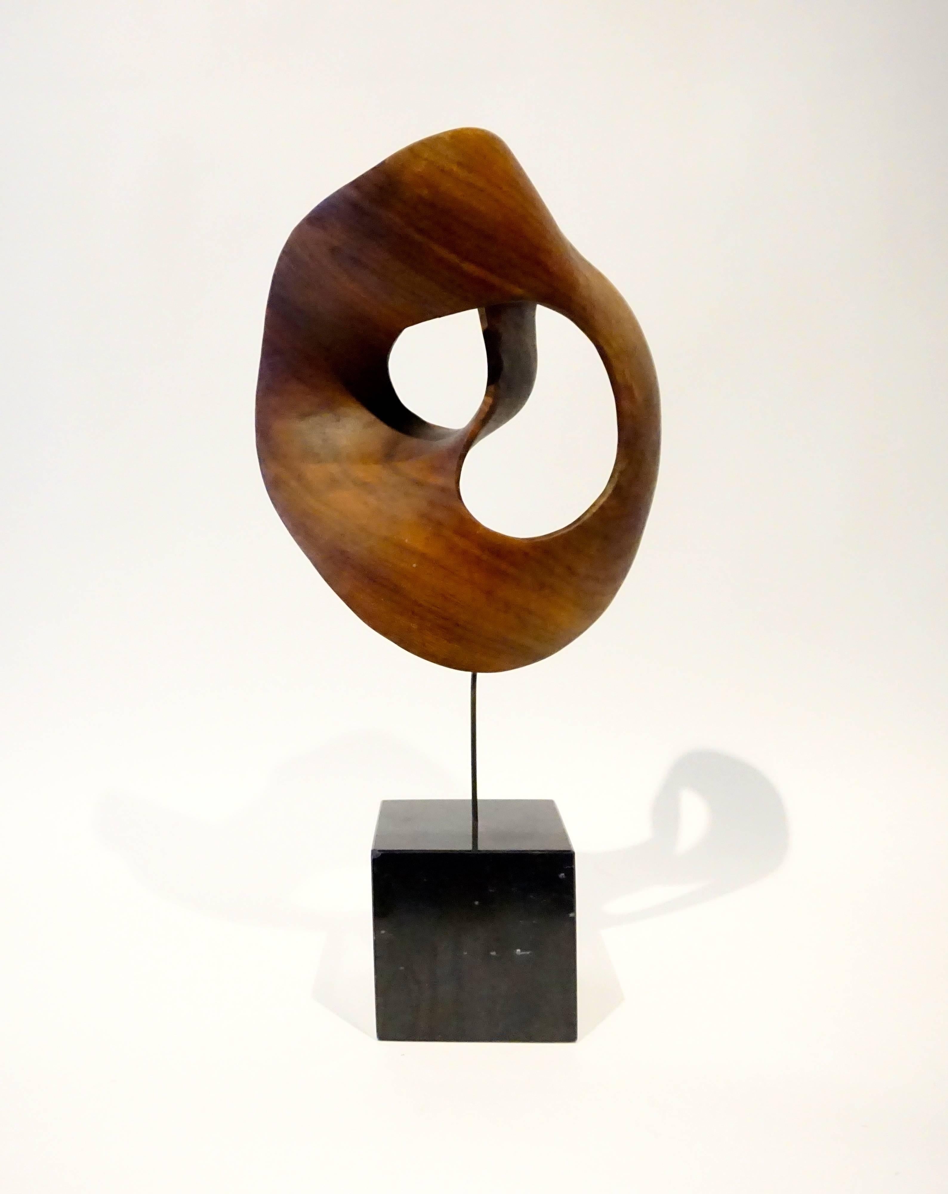 Late 20th Century Carved Wooden Swirl Sculpture by American Artist Thomas Woodward C. 1990's