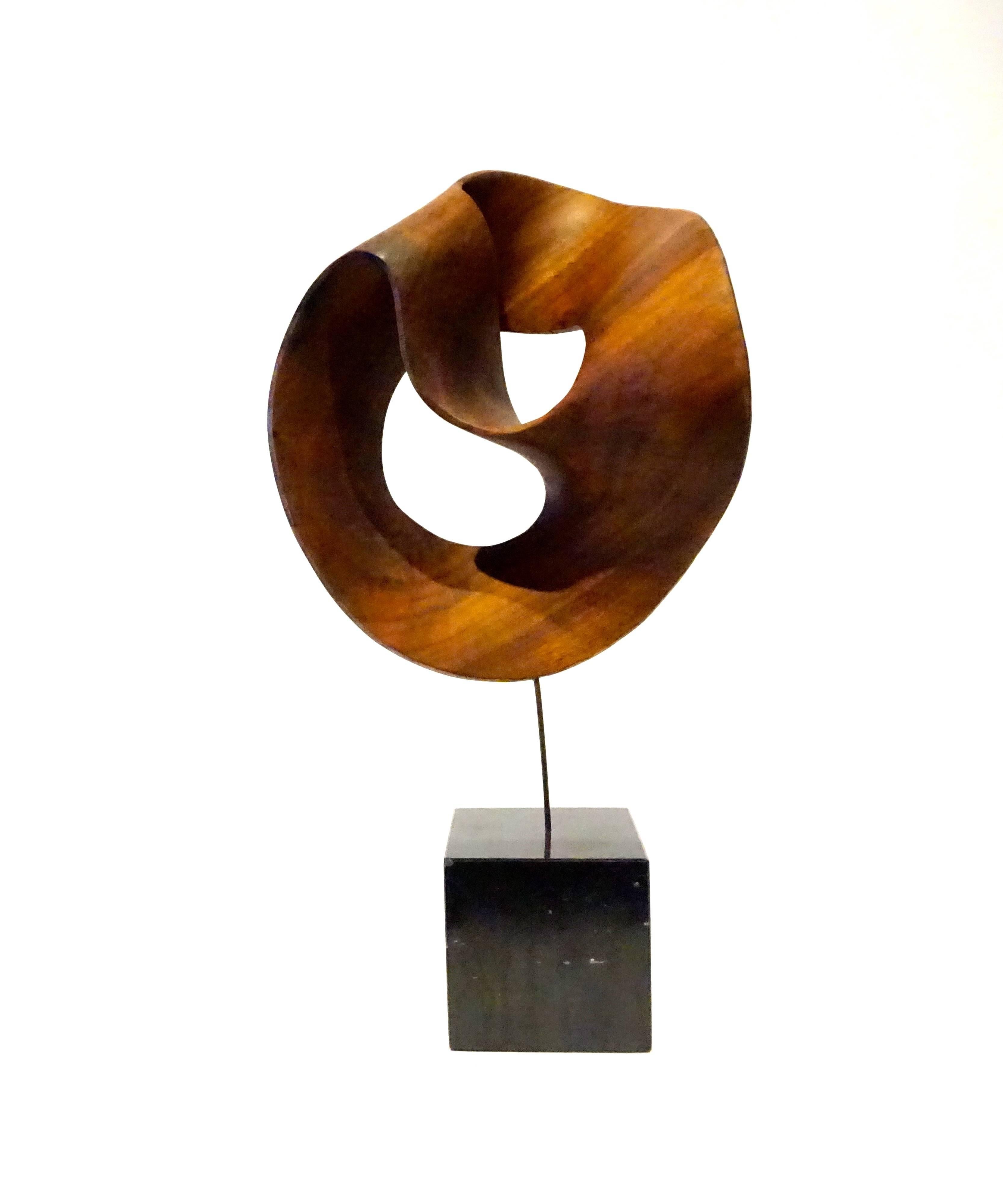 Marble Carved Wooden Swirl Sculpture by American Artist Thomas Woodward C. 1990's