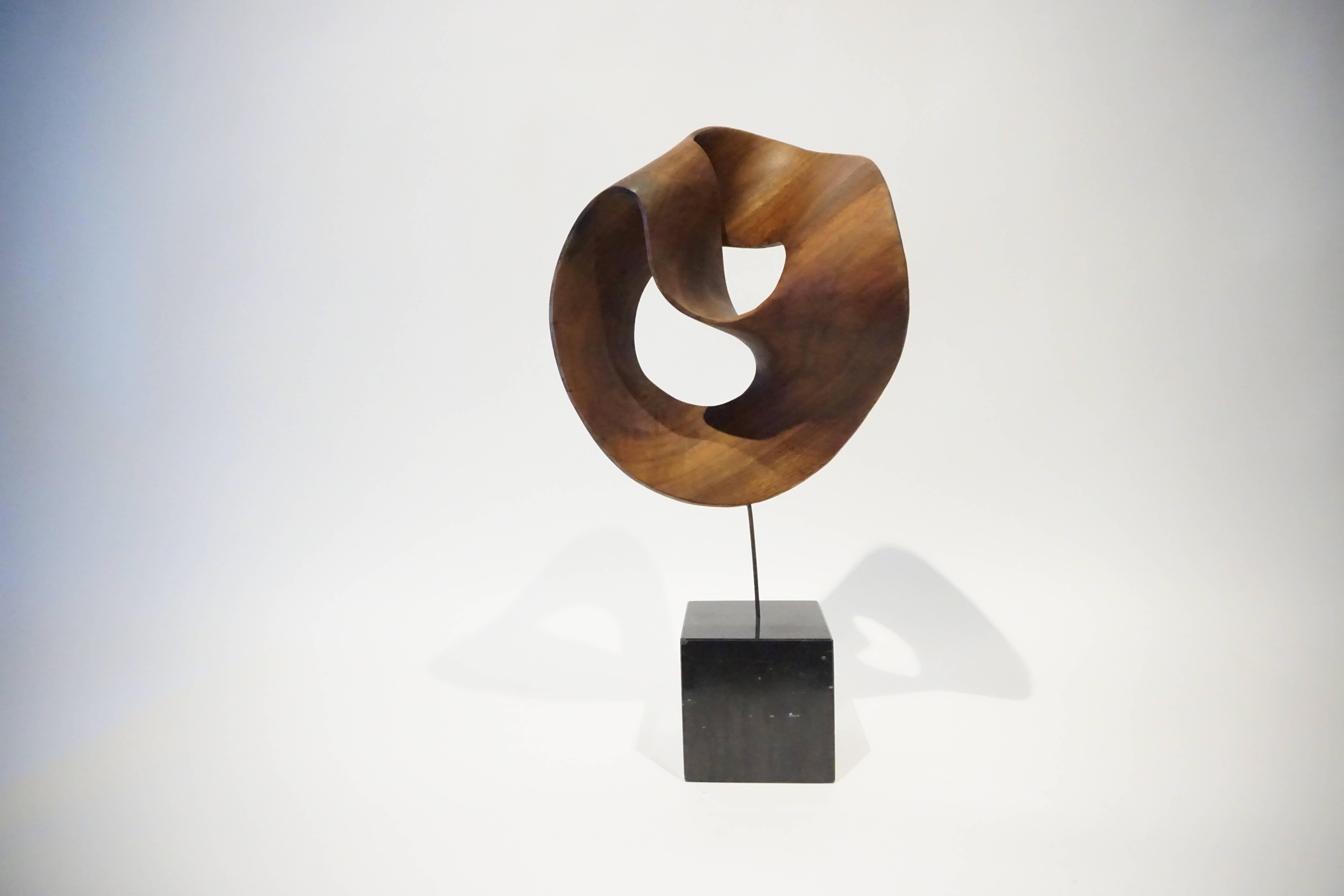 Carved Wooden Swirl Sculpture by American Artist Thomas Woodward C. 1990's 1