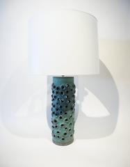 Turquoise-Glazed Pottery Lamp by Studio Ceramicist Warner Walcott C. 2016