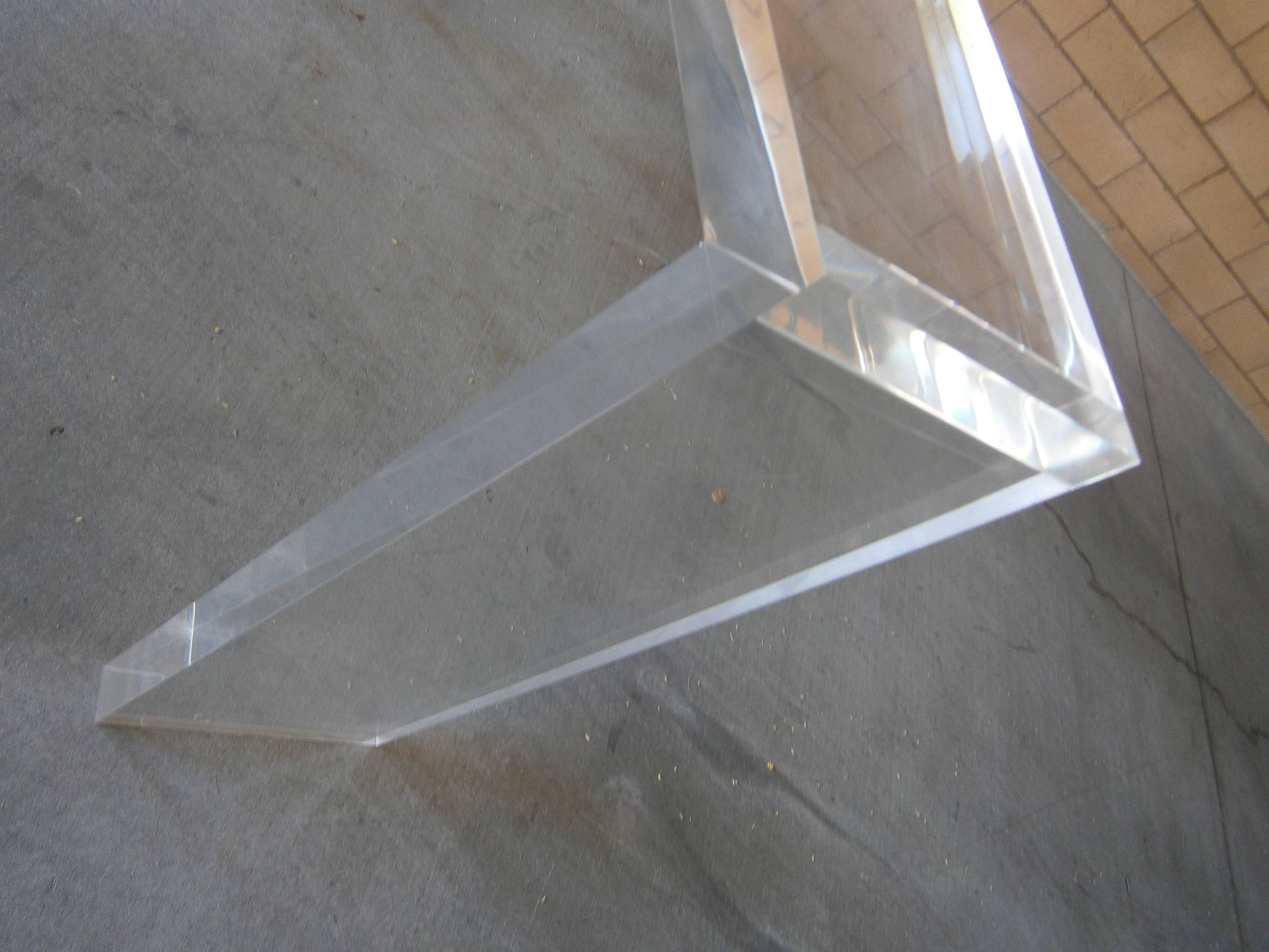 Minimalist Custom-Made Thick Lucite Console Table by Carmichael 2