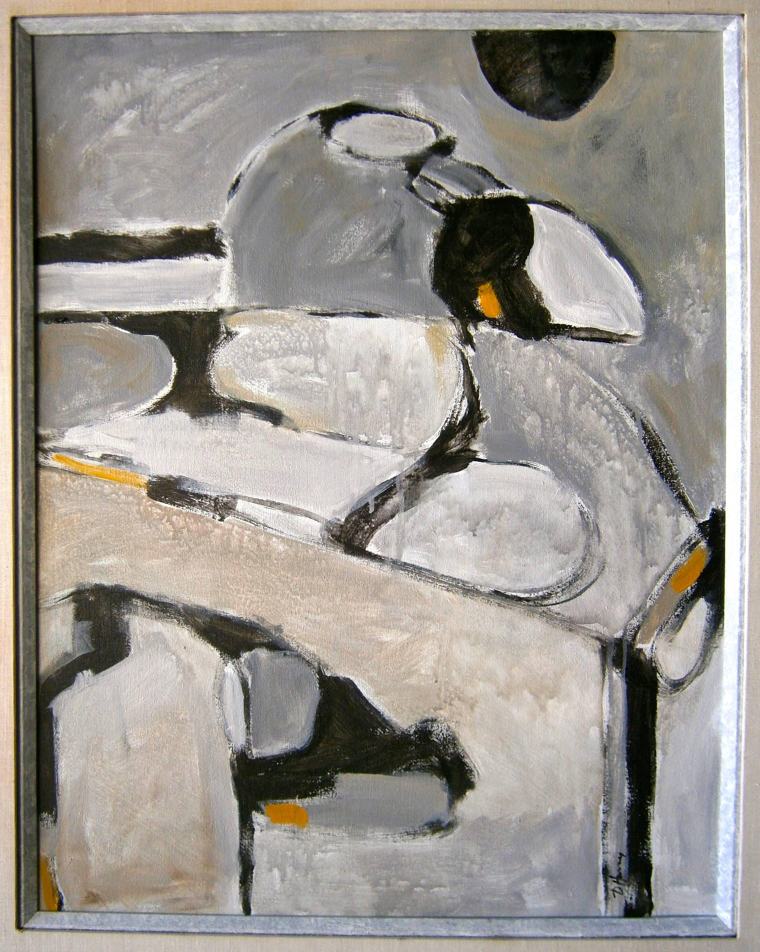 A framed acrylic on canvas abstract composition by American artist David E. Henry (b. 1946). Signed in the lower left and dated March 1973 on the verso.
Show in its original frame.
David Henry is a contemporary artist that works in a variety of