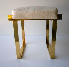 Brass Plated "Boxline" Vanity Stool by Charles Hollis Jones, circa 1970s