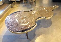 Whimsical Italian Cello-Form Mosaic Tiled Coffee Table  Circa 1960s