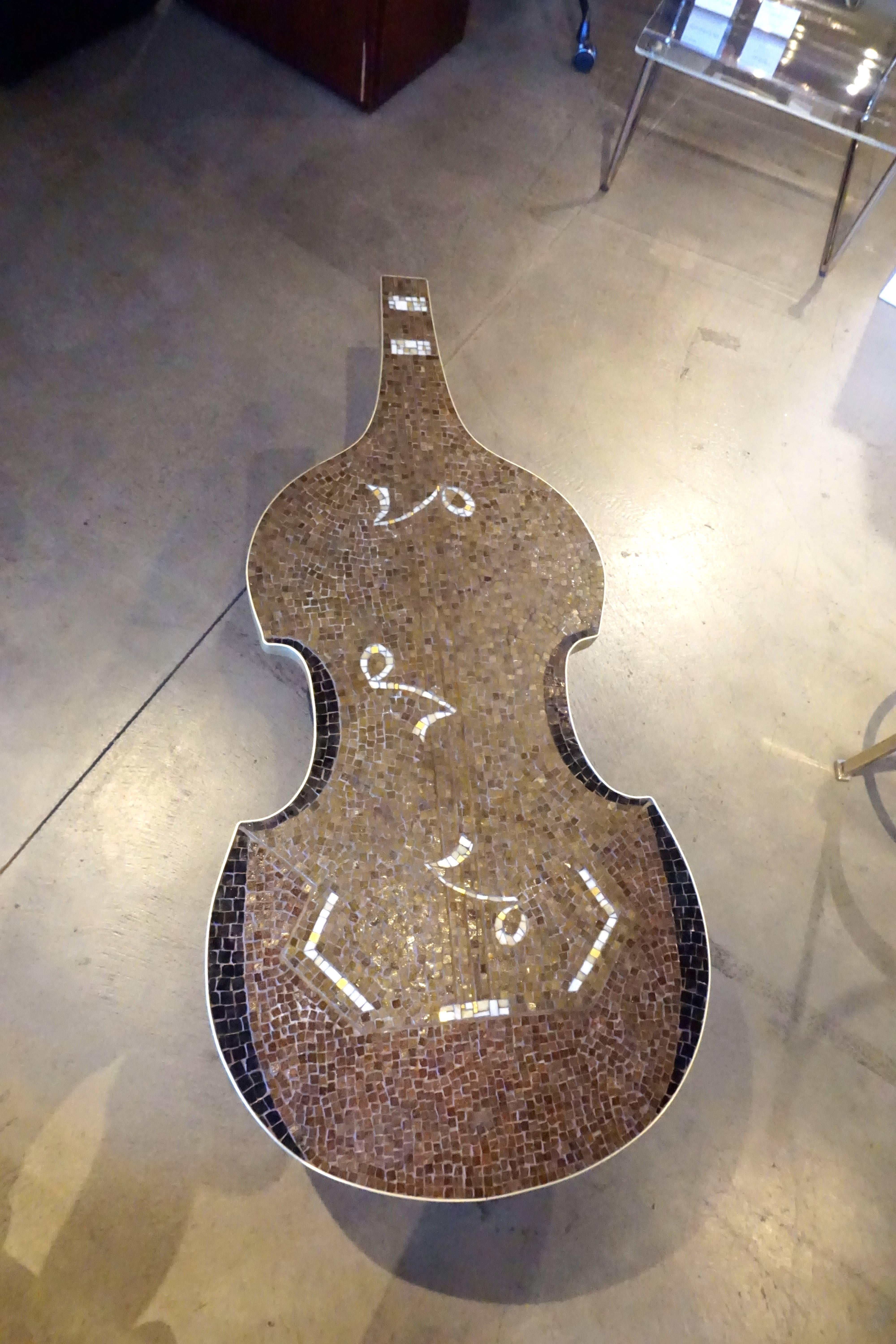 Mid-20th Century Whimsical Italian Cello-Form Mosaic Tiled Coffee Table  Circa 1960s For Sale