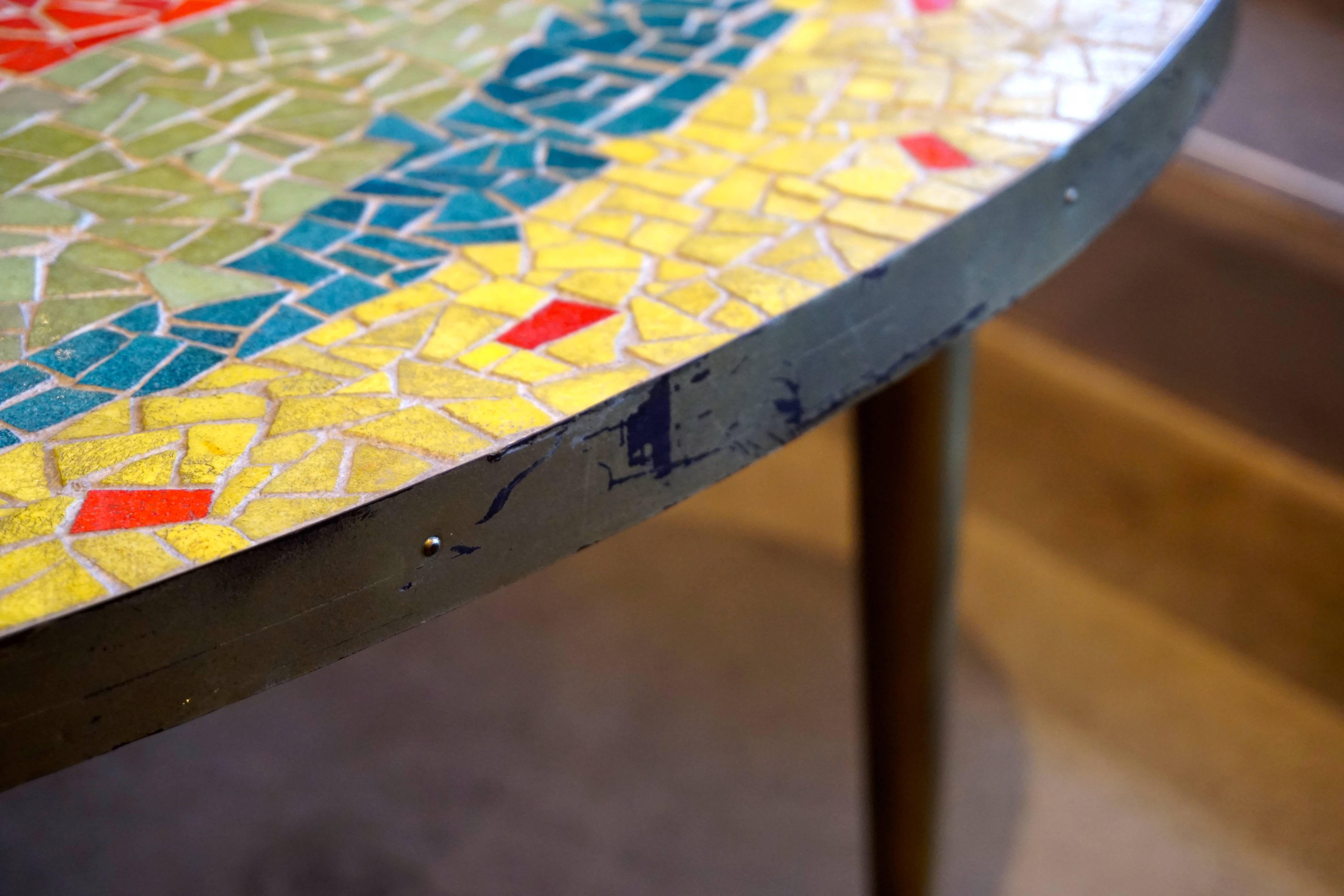 Mid-20th Century Whimsical Pair of Glass Mosaic-Topped Mid Century Occasional Tables  C.1960s