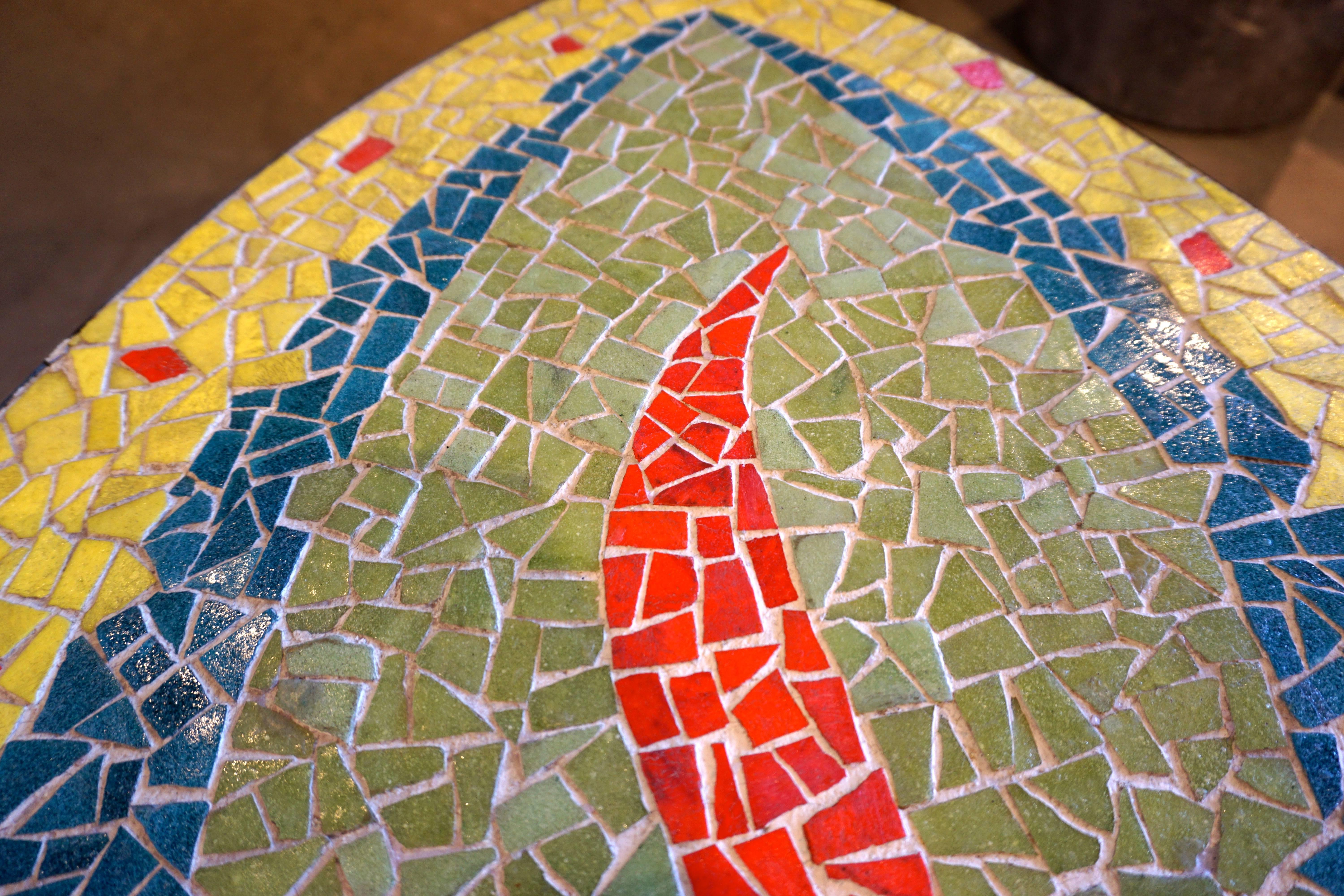 Whimsical Pair of Glass Mosaic-Topped Mid Century Occasional Tables  C.1960s 1