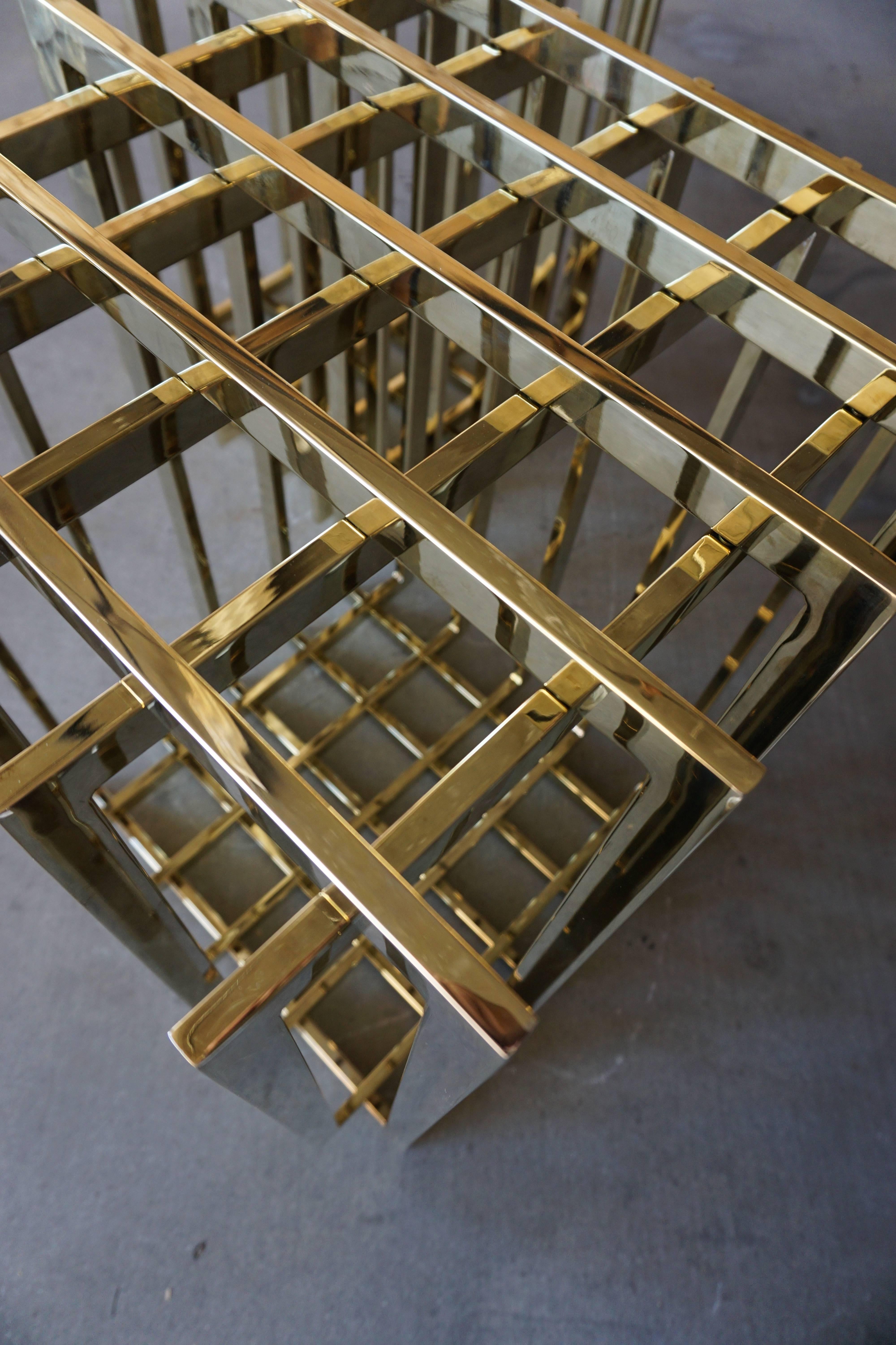 Late 20th Century Pair of Brass-Plated Steel Cage-Form Dining Table Bases by Pierre Cardin C 1970s