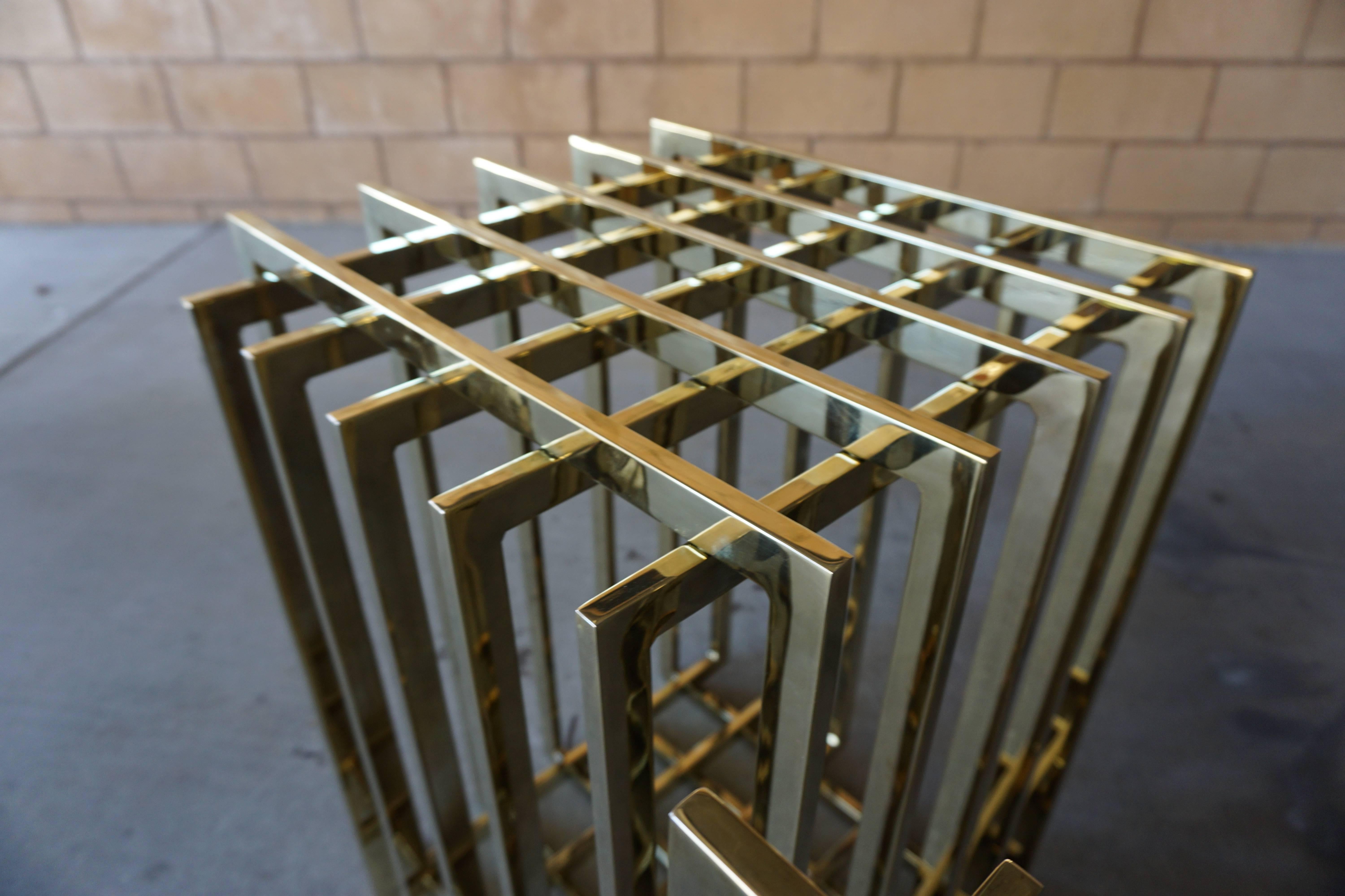 Pair of Brass-Plated Steel Cage-Form Dining Table Bases by Pierre Cardin C 1970s 3