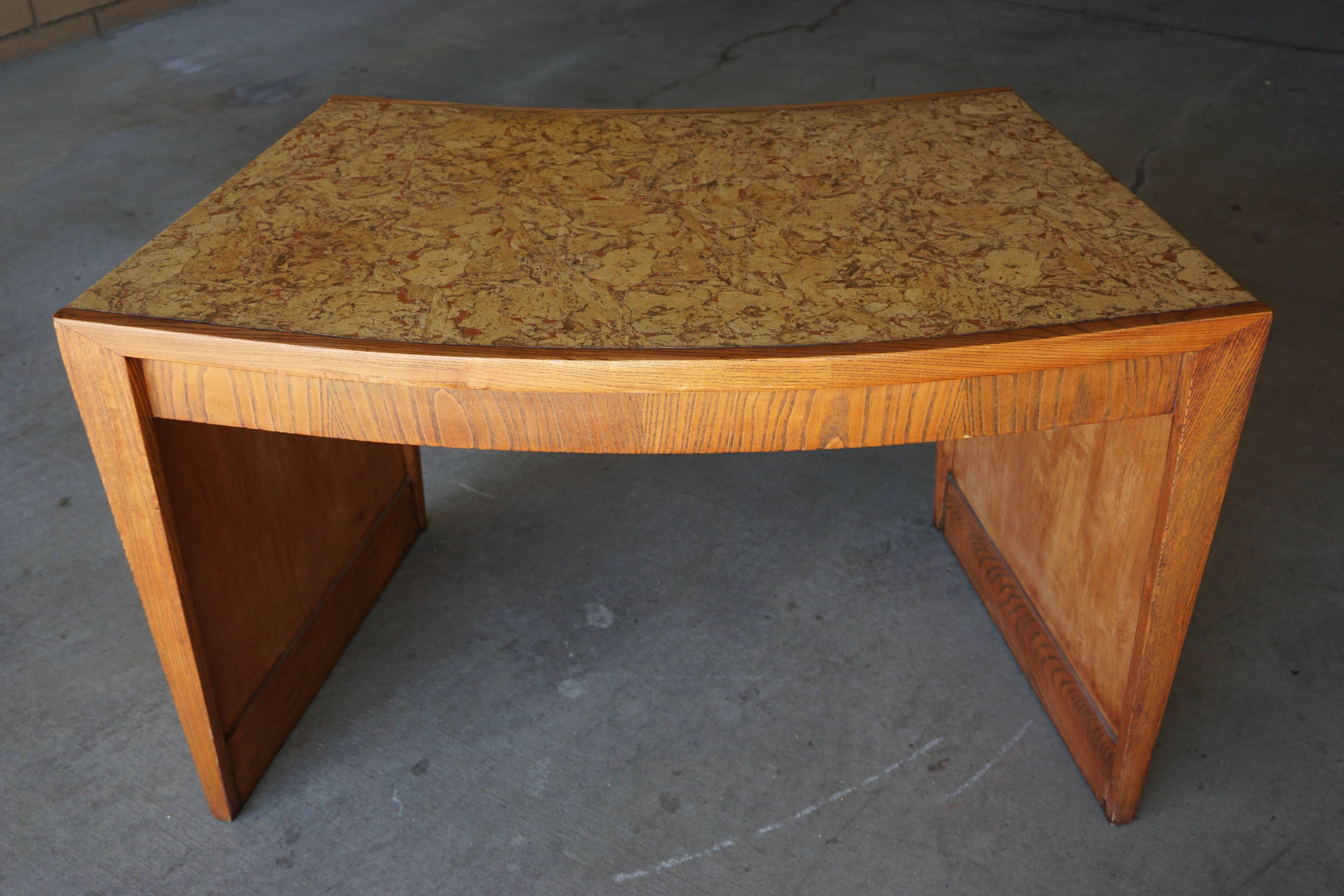 Mid-20th Century Cork Covered Oak Writing Table from Steve McQueen's Residence in Palm Springs