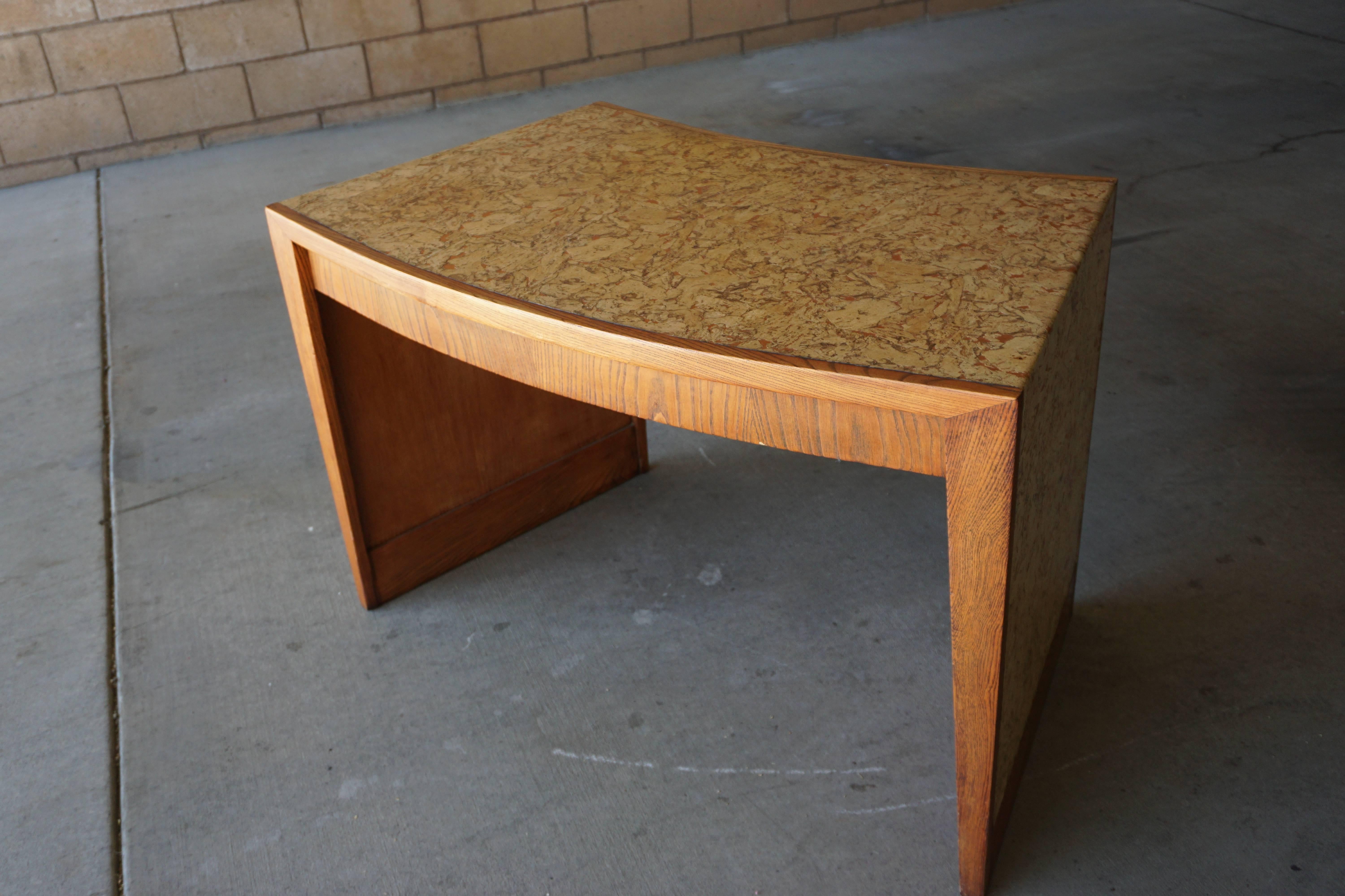 Copper Cork Covered Oak Writing Table from Steve McQueen's Residence in Palm Springs