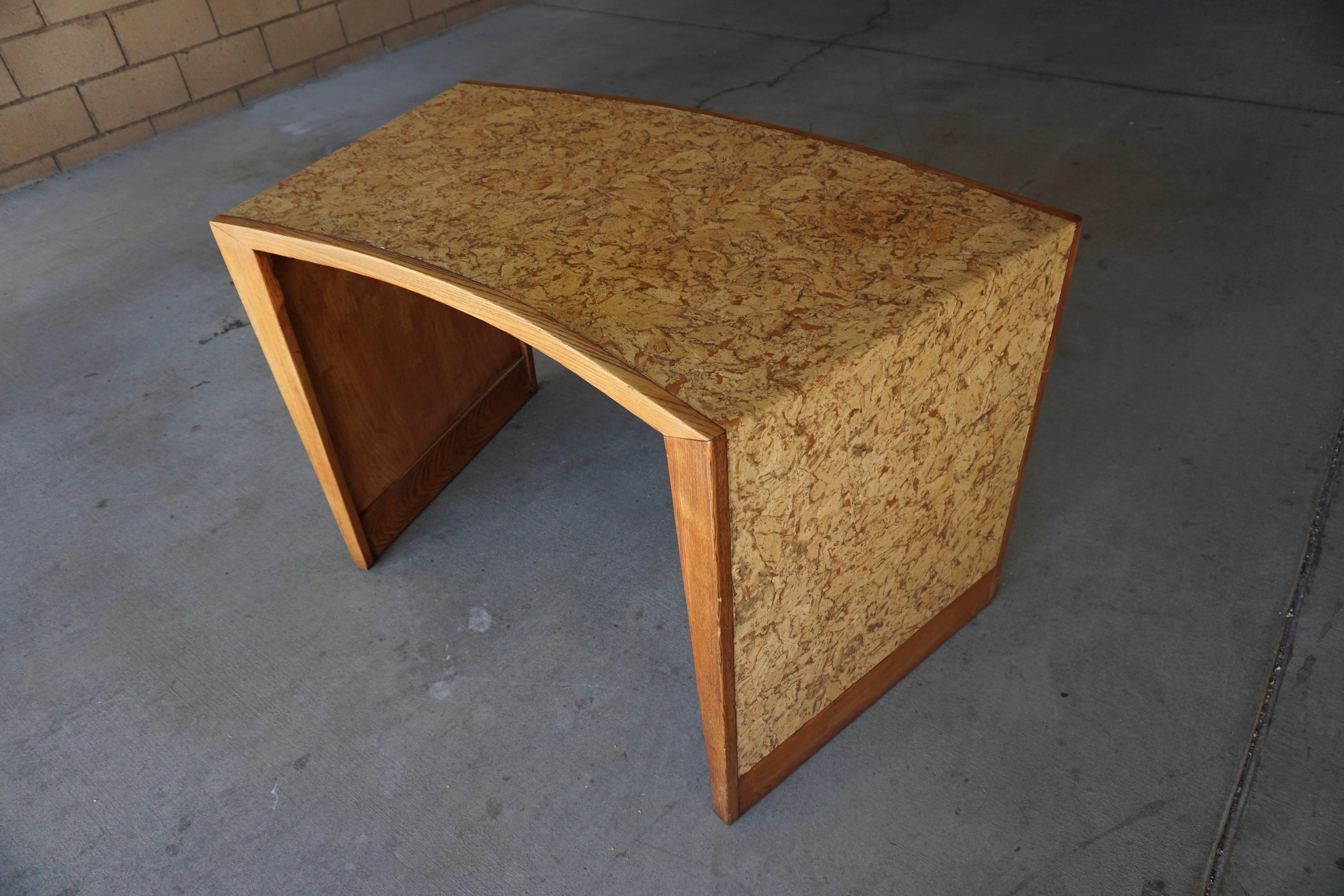 Mid-Century Modern Cork Covered Oak Writing Table from Steve McQueen's Residence in Palm Springs