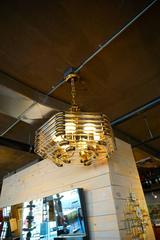 Brass & Tubular Glass Hexagonal Lighting Fixture by Bakalowitz & Sohne C. 1970s