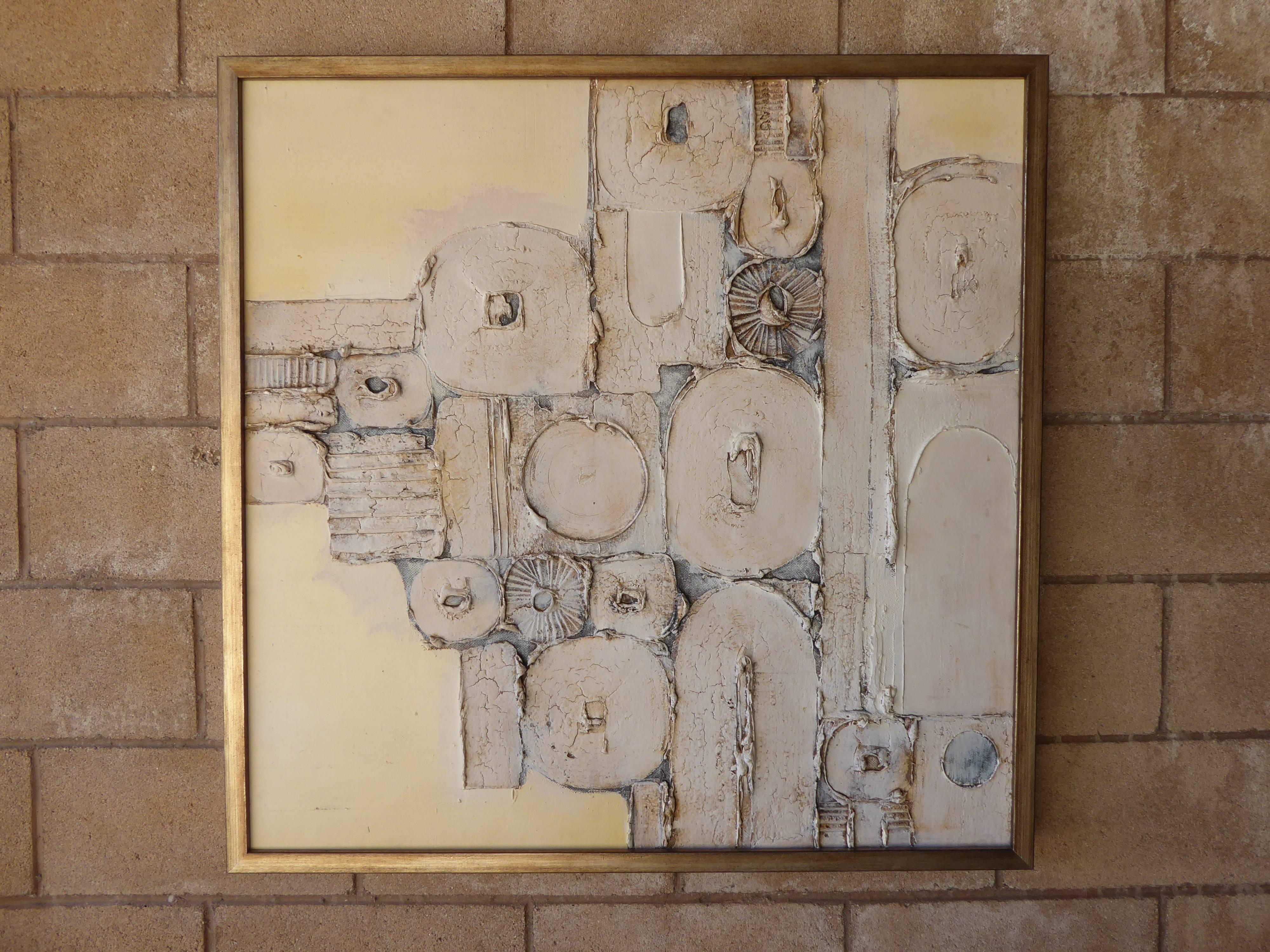 Fascinating Original Brutalist Abstract Painting on Canvas. Newly Framed. For Sale 5