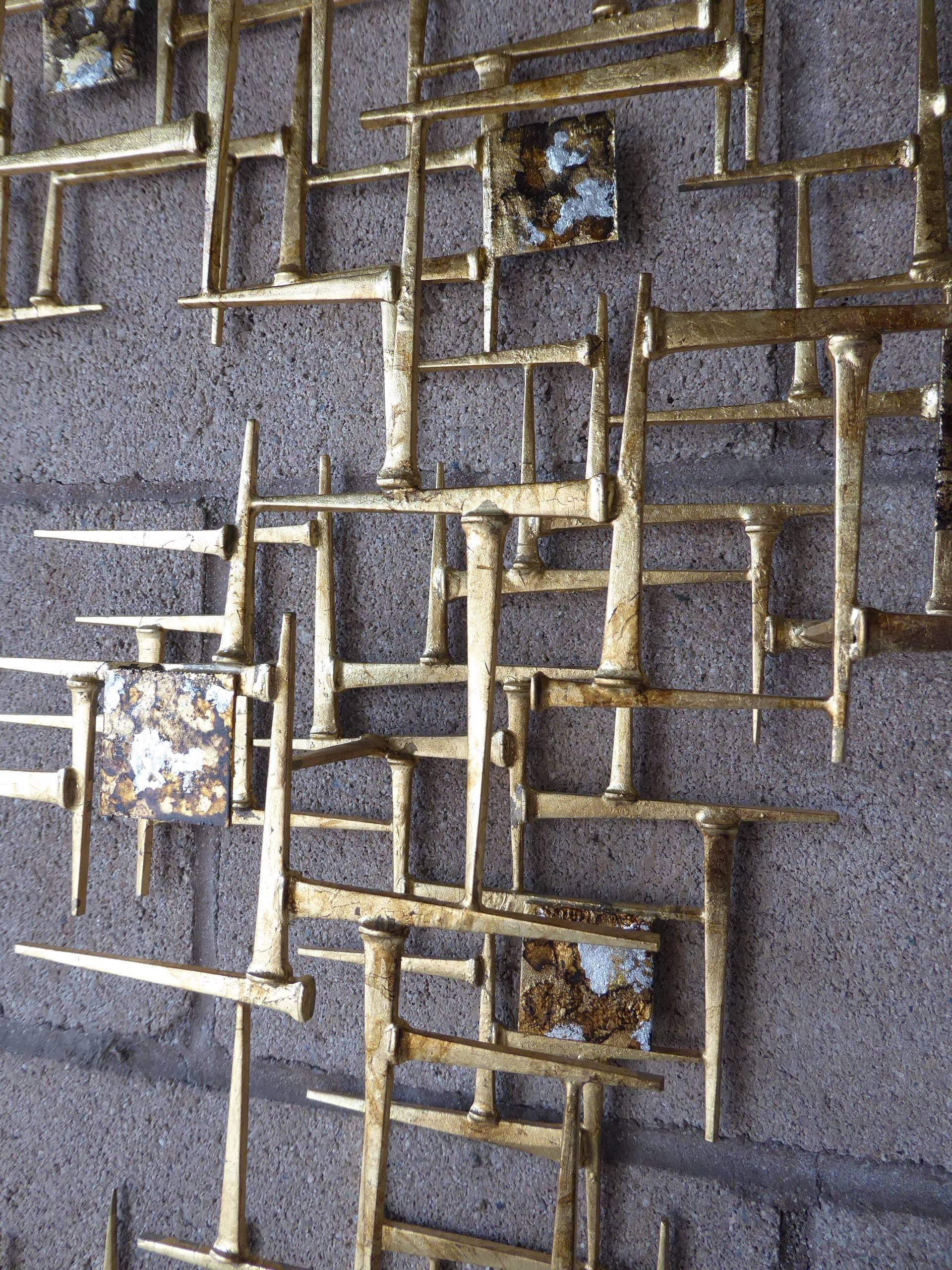 Contemporary Gilded Steel and Patinated Metal Wall Sculpture by Del Williams 2
