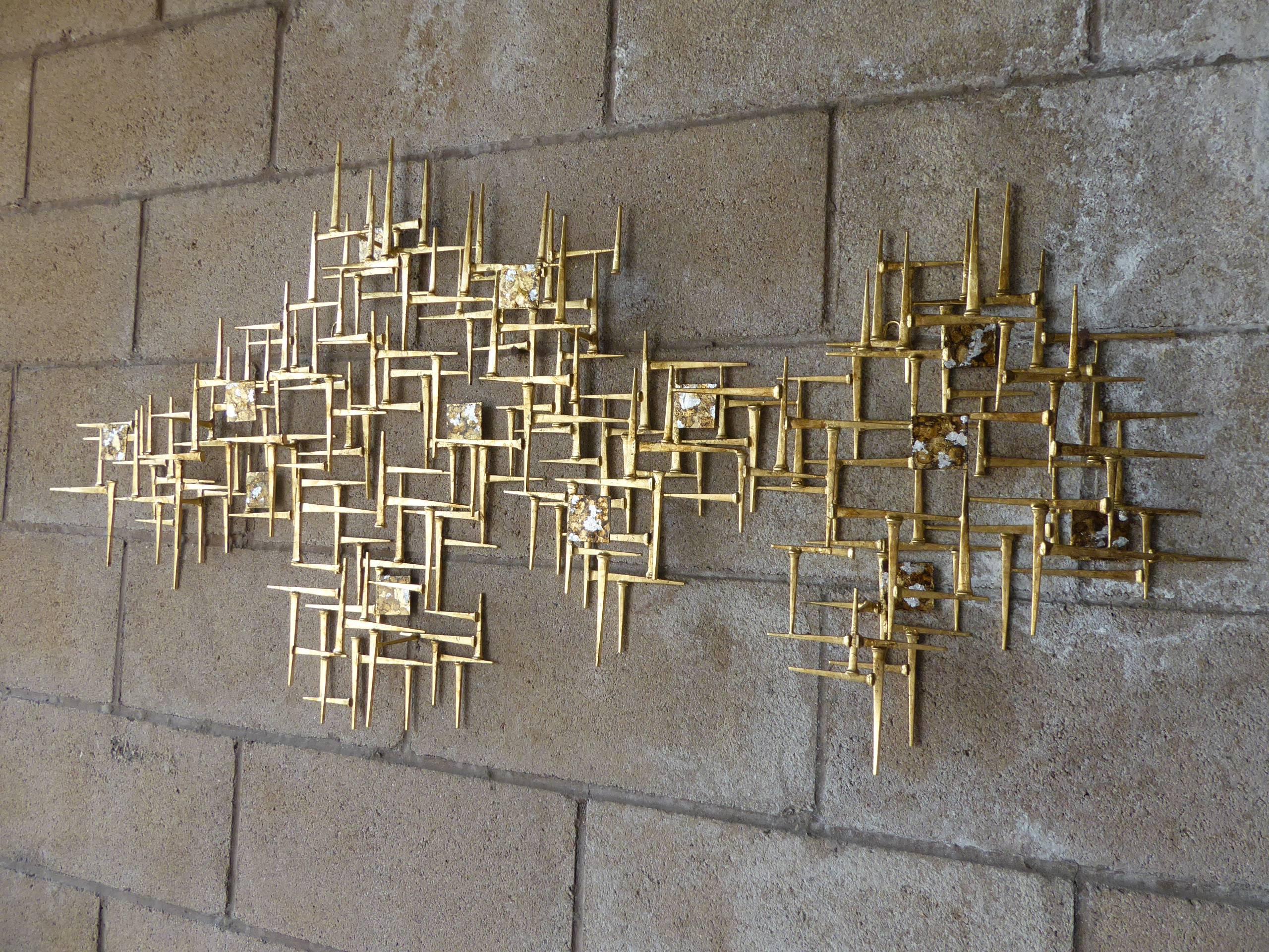 Contemporary Gilded Steel and Patinated Metal Wall Sculpture by Del Williams In Excellent Condition In Palm Springs, CA