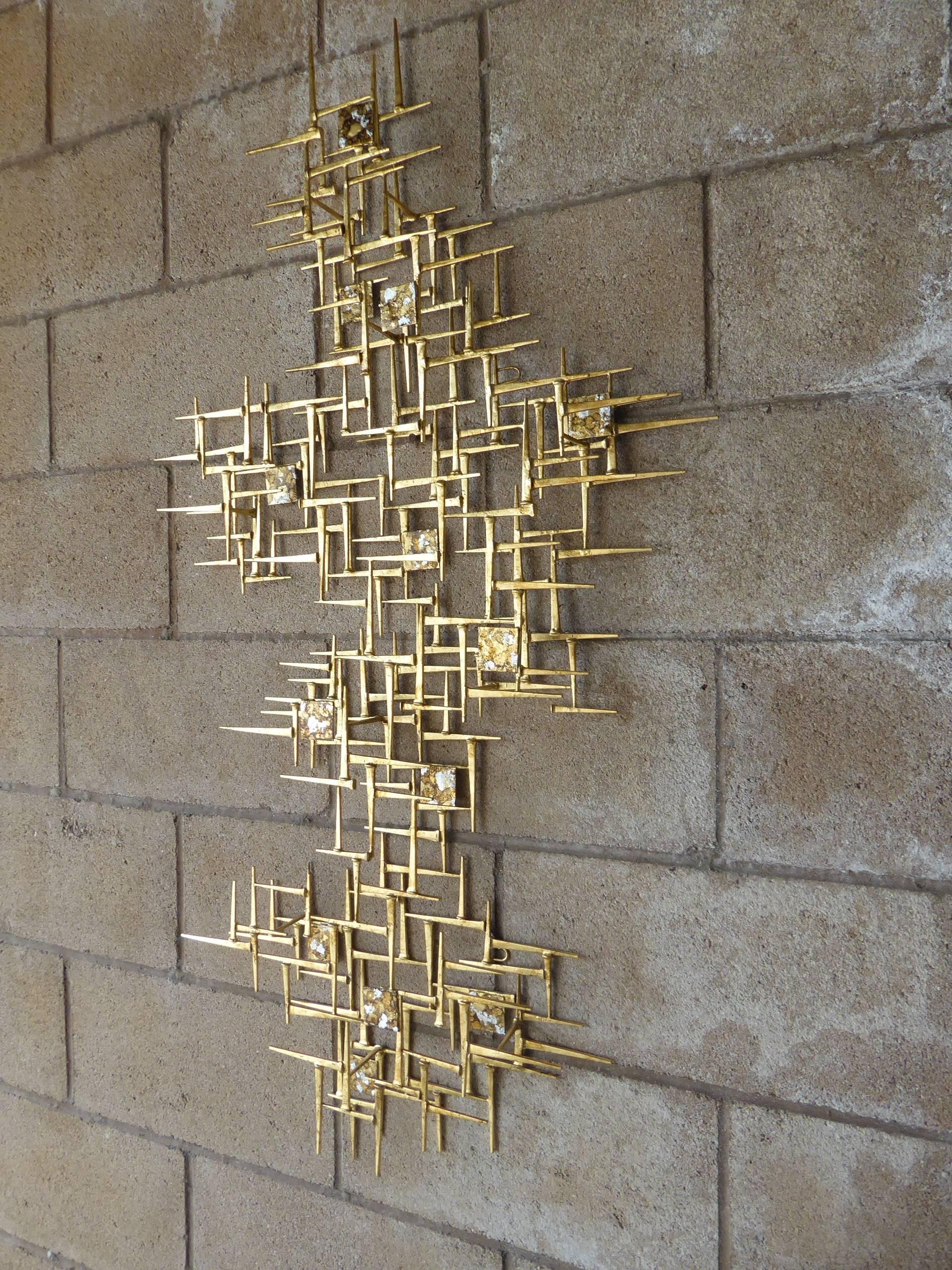Mid-Century Modern Contemporary Gilded Steel and Patinated Metal Wall Sculpture by Del Williams