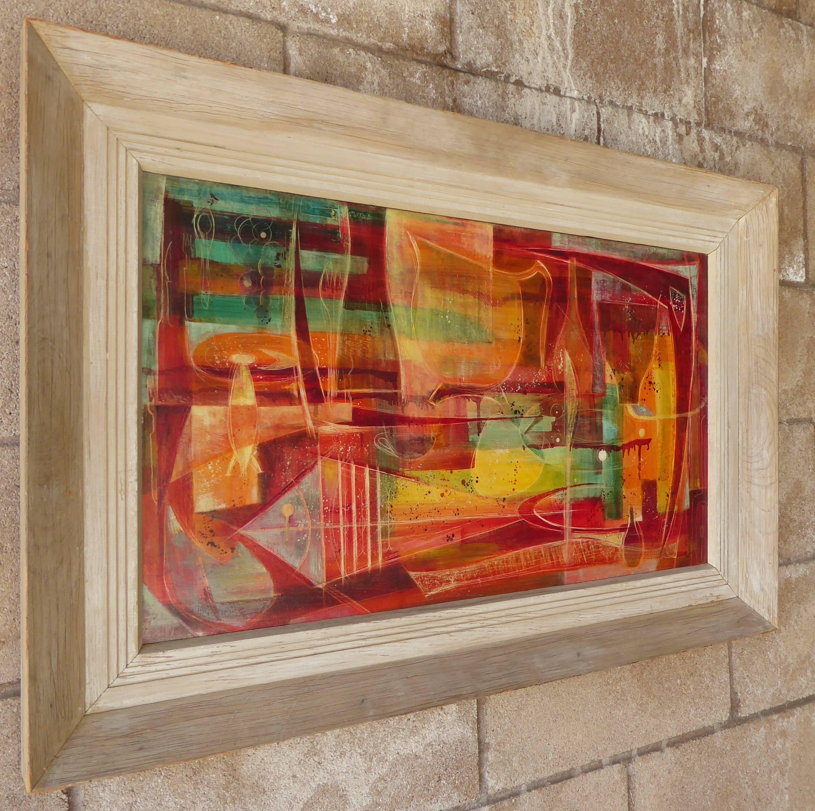 Mid-Century Modern Abstract Oil on Panel by Noted American Artist Mary Ellen McDermott, circa 1950s For Sale
