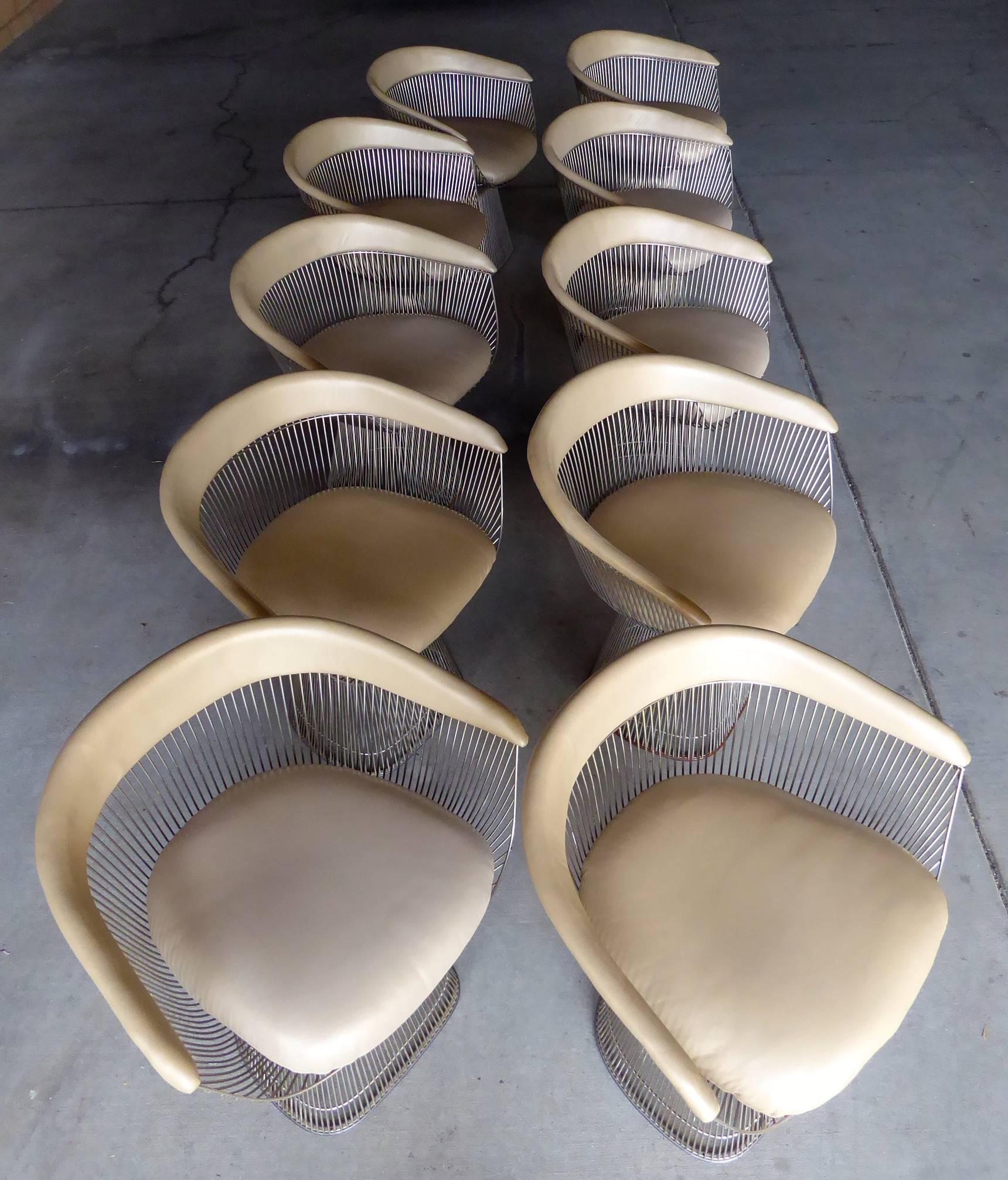 American Superb Set of Ten Nickel-Plated Metal Dining Chairs by Warren Platner for Knoll