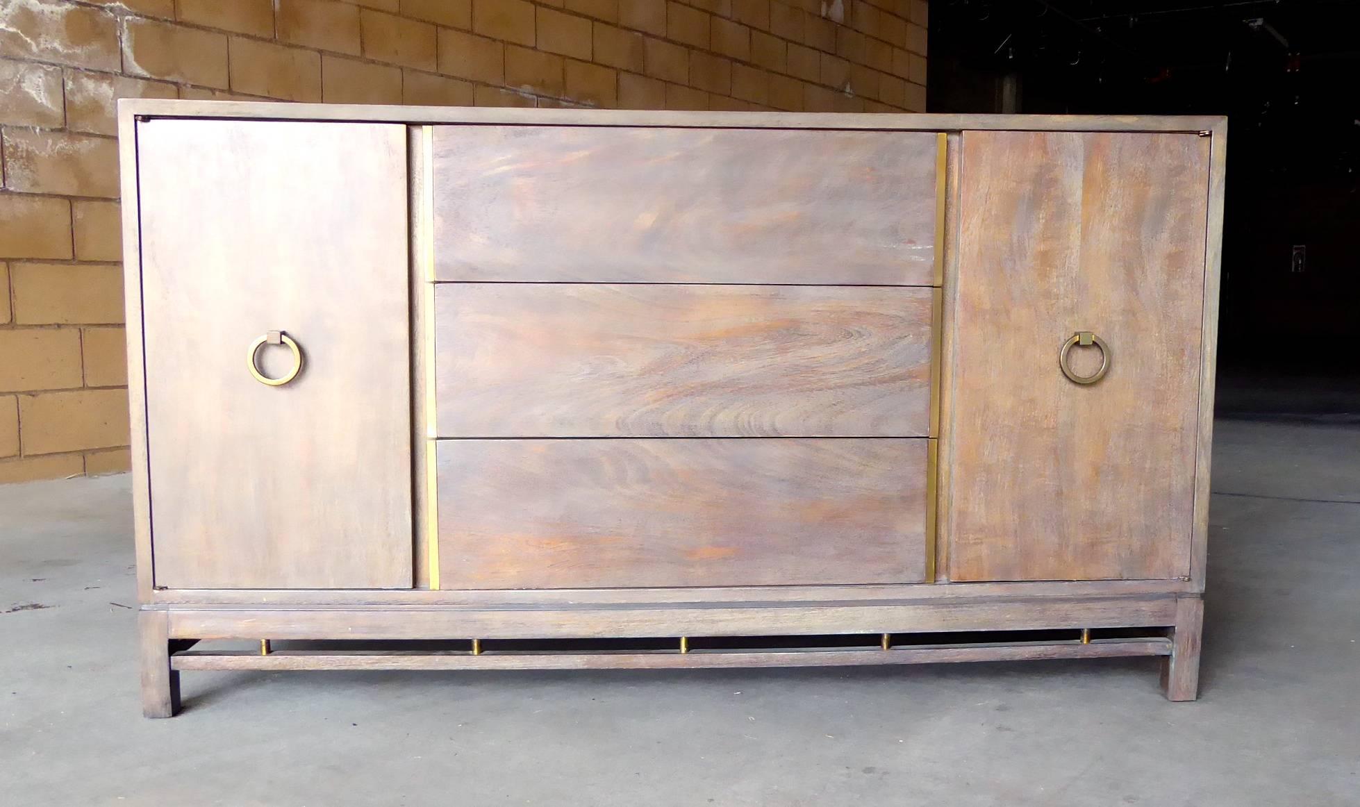 Mid-Century Modern Stained Walnut Credenza by American of Martinsville, circa 1960s For Sale