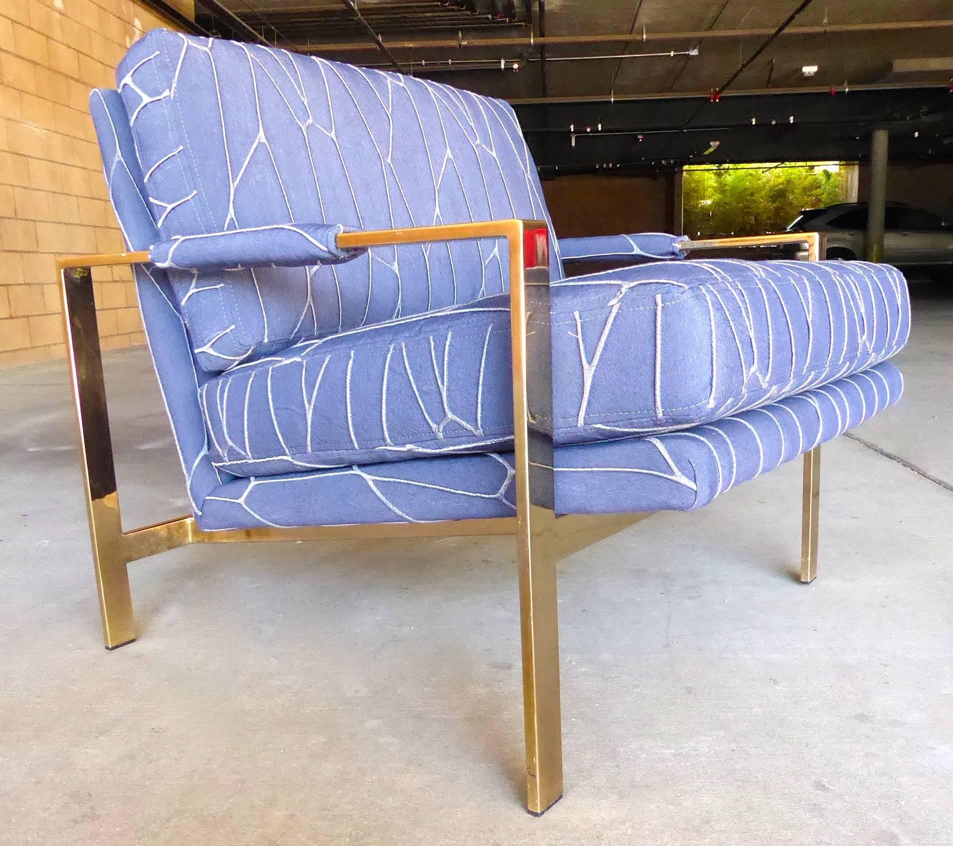 Metal Brass Plated Lounge Chair in the Manner of Harvey Probber, circa 1970s For Sale