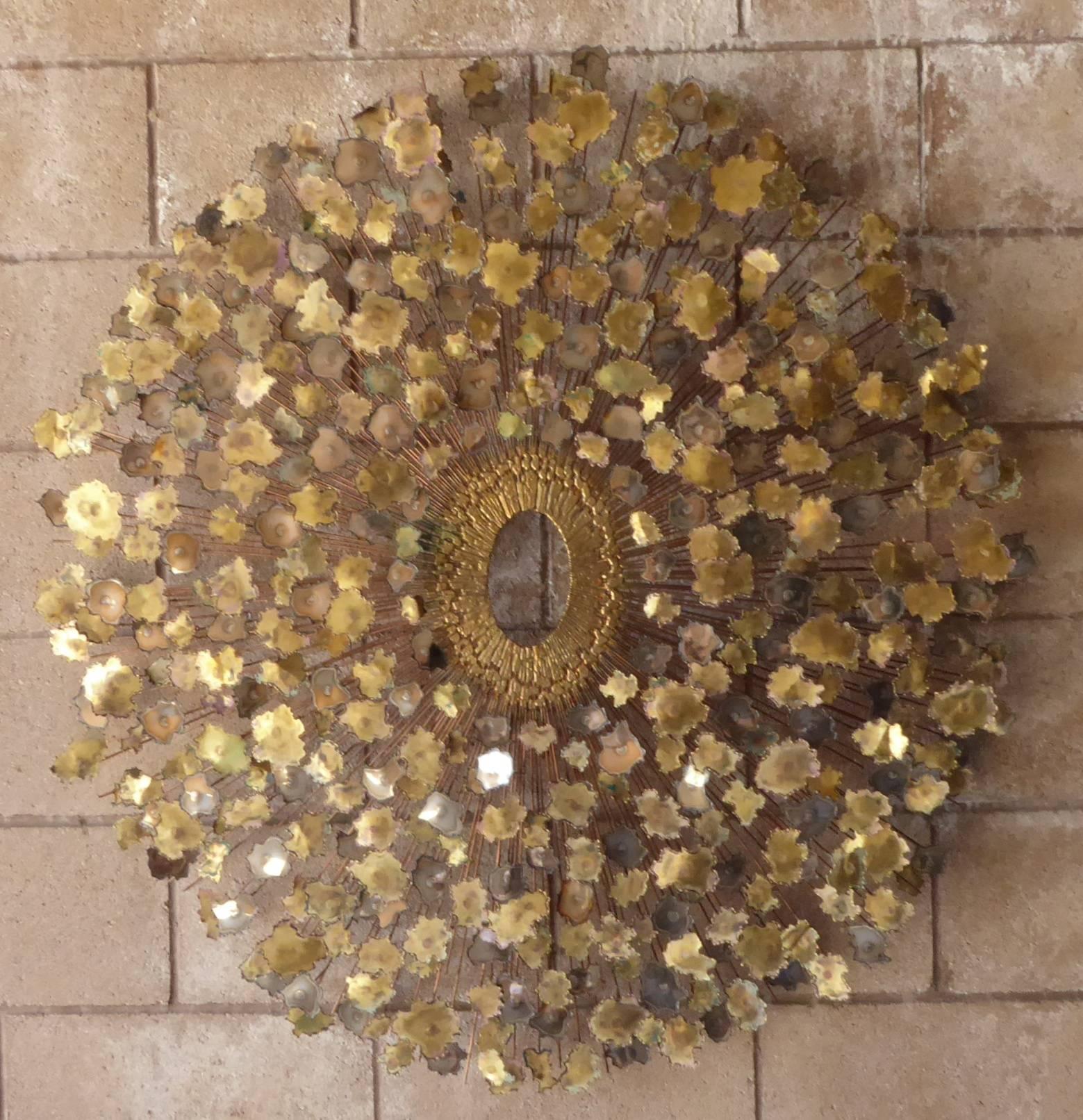 Glittering Mixed Metal Wall Sculpture Attributed to William Friedle, circa 1960 For Sale 2