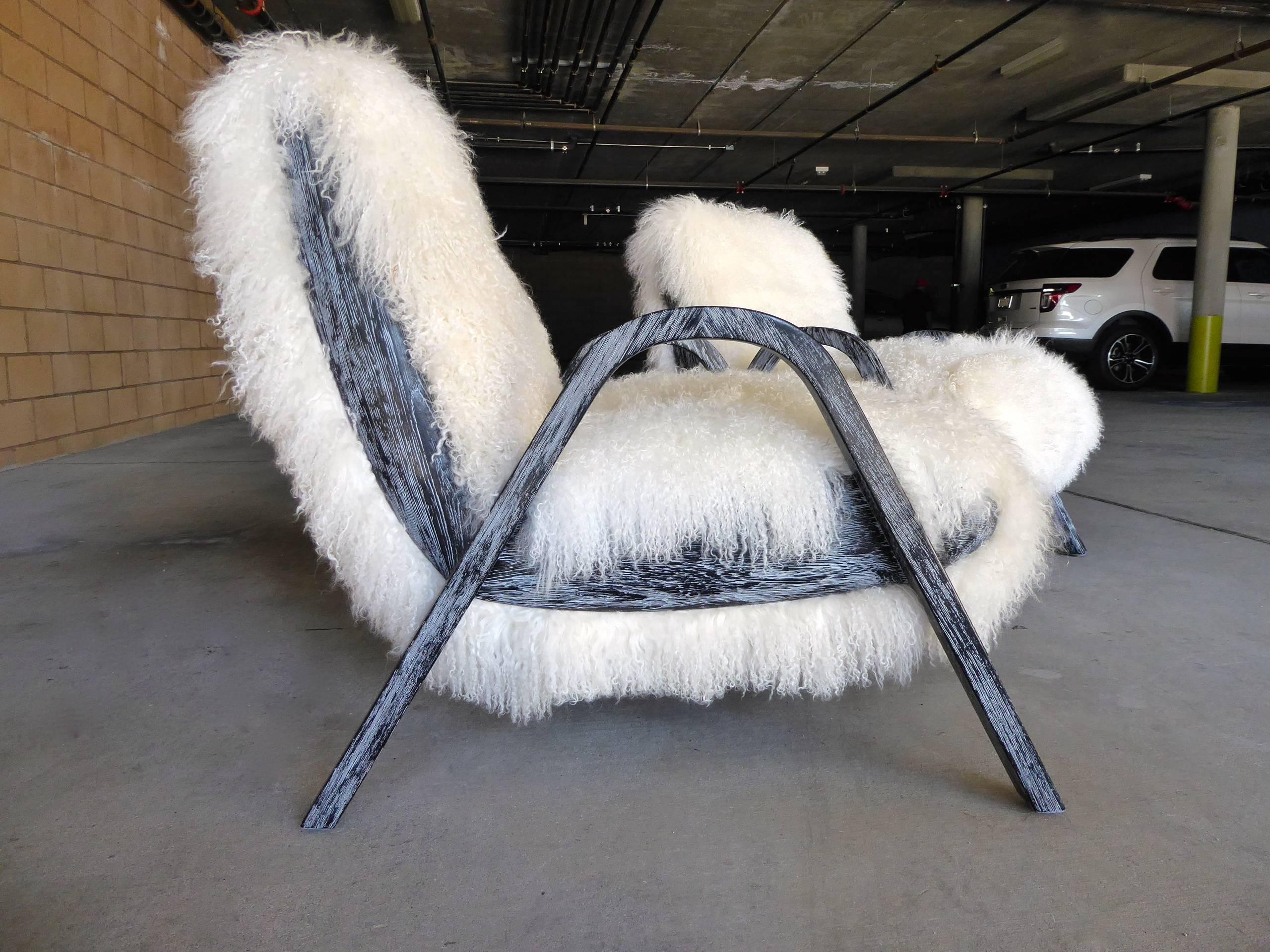 Lambskin Snow Creek Chair by Christopher Anthony Ltd, circa 2017 For Sale