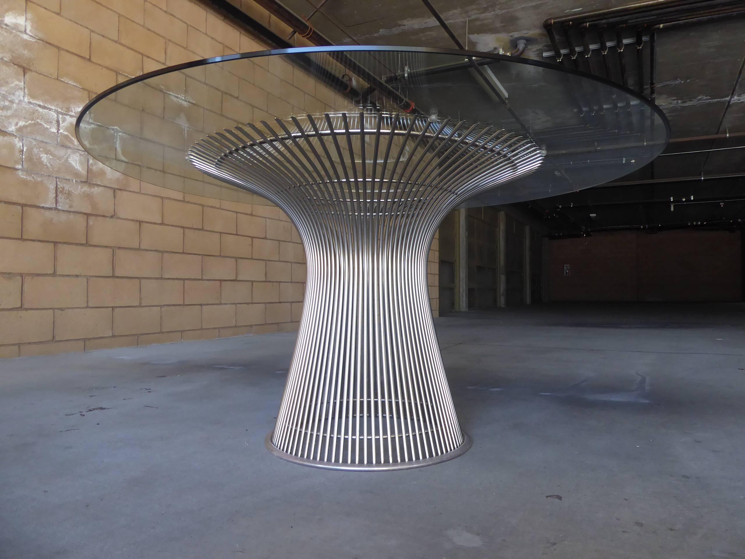 Warren Platner Dining Table circa 1990s with Glass Top In Excellent Condition In Palm Springs, CA