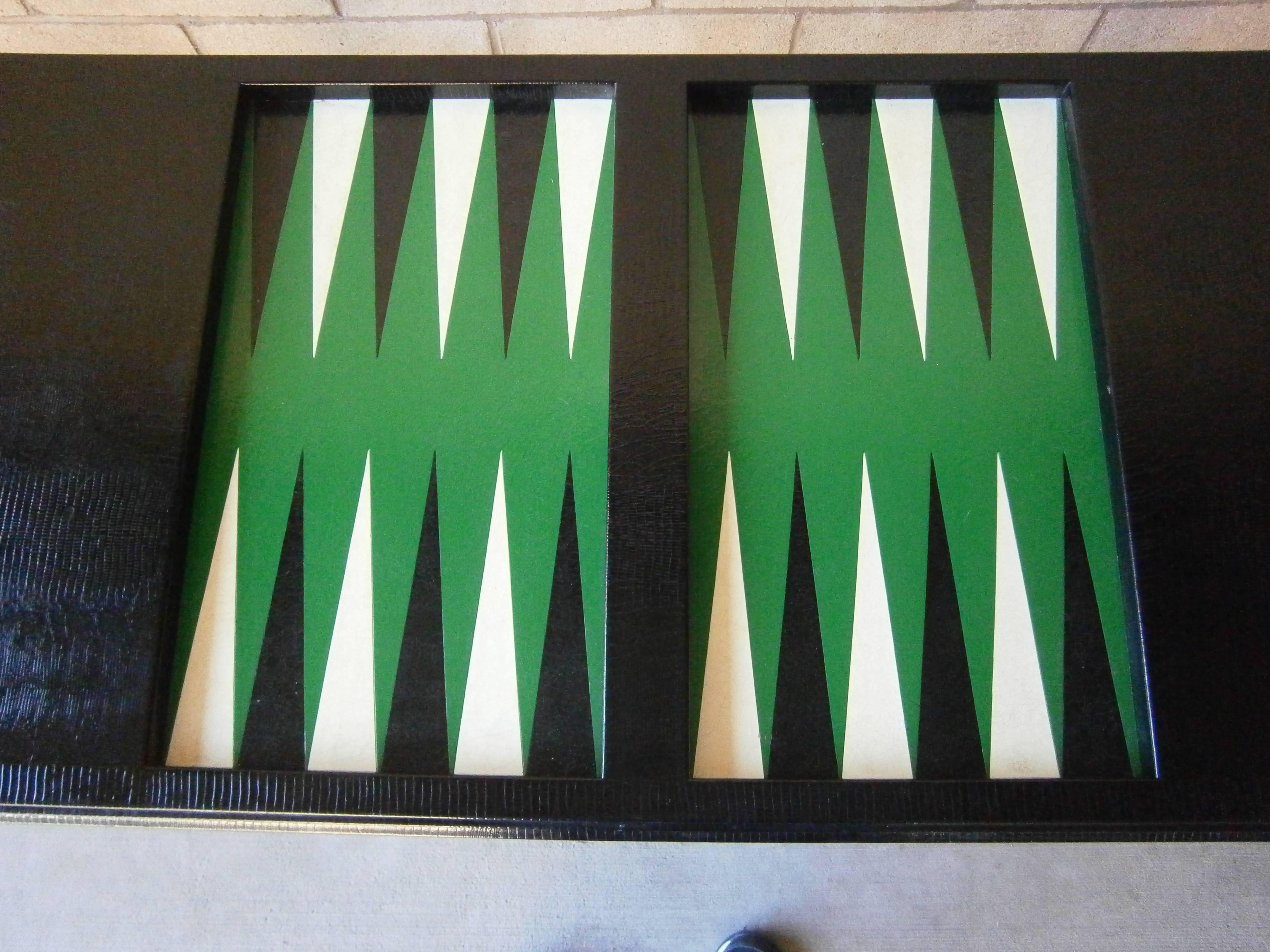 Late 20th Century Chinese Parson Style Backgammon Table Designed by Karl Springer C. 1975