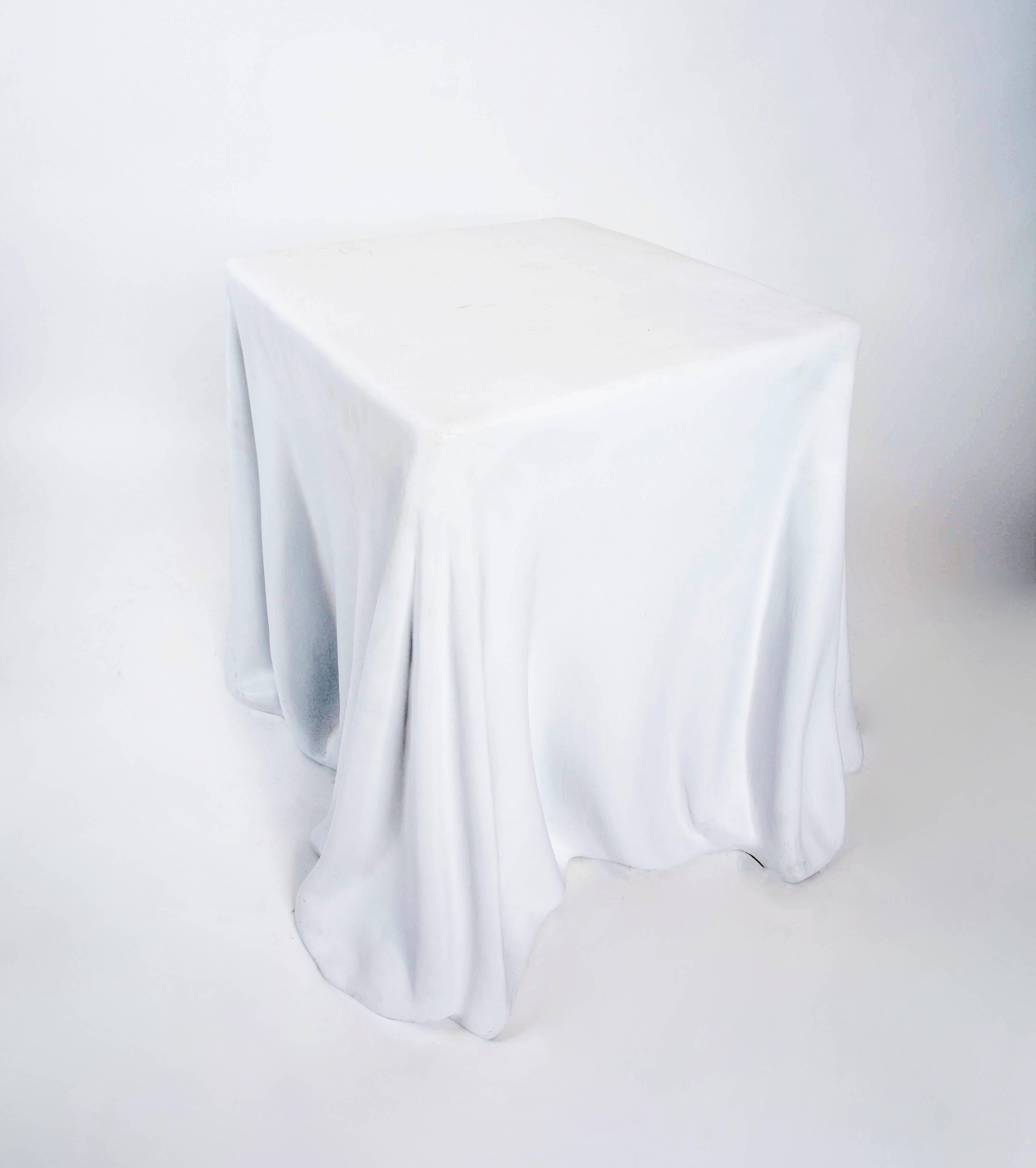 American Realistic Draped Plaster Side Table in the Manner of Alberto Bazzani  C. 1980s
