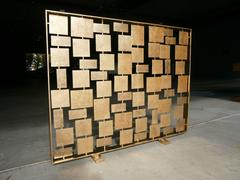 "Forms" a Contemporary Gilded Metal Fire Screen by American Artist Del Williams