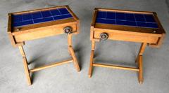 Pair of oak and tile bedside tables by Guillerme & Chambron, c. 1960's