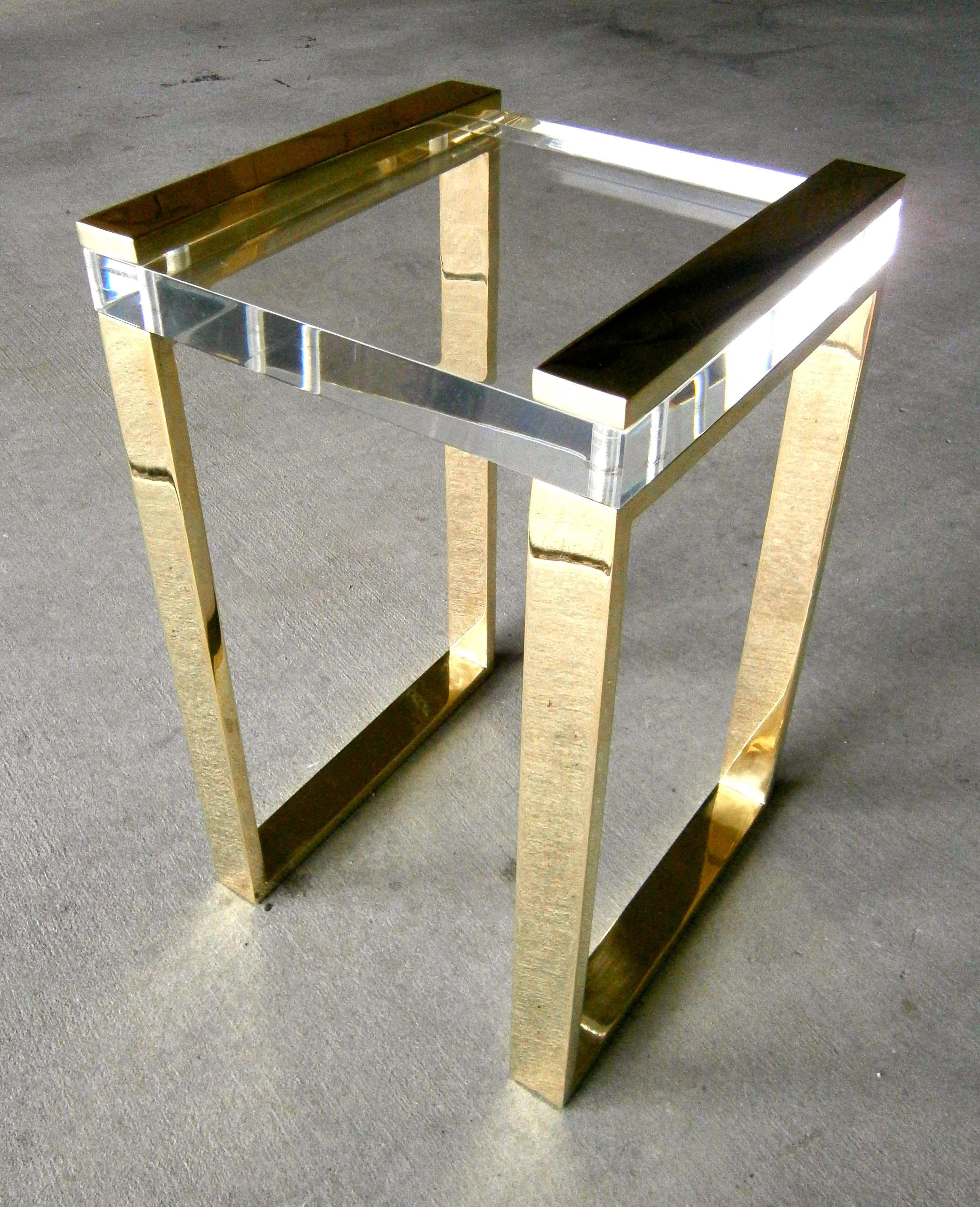 American Brass & lucite side table by Charles Hollis Jones, circa 1970's