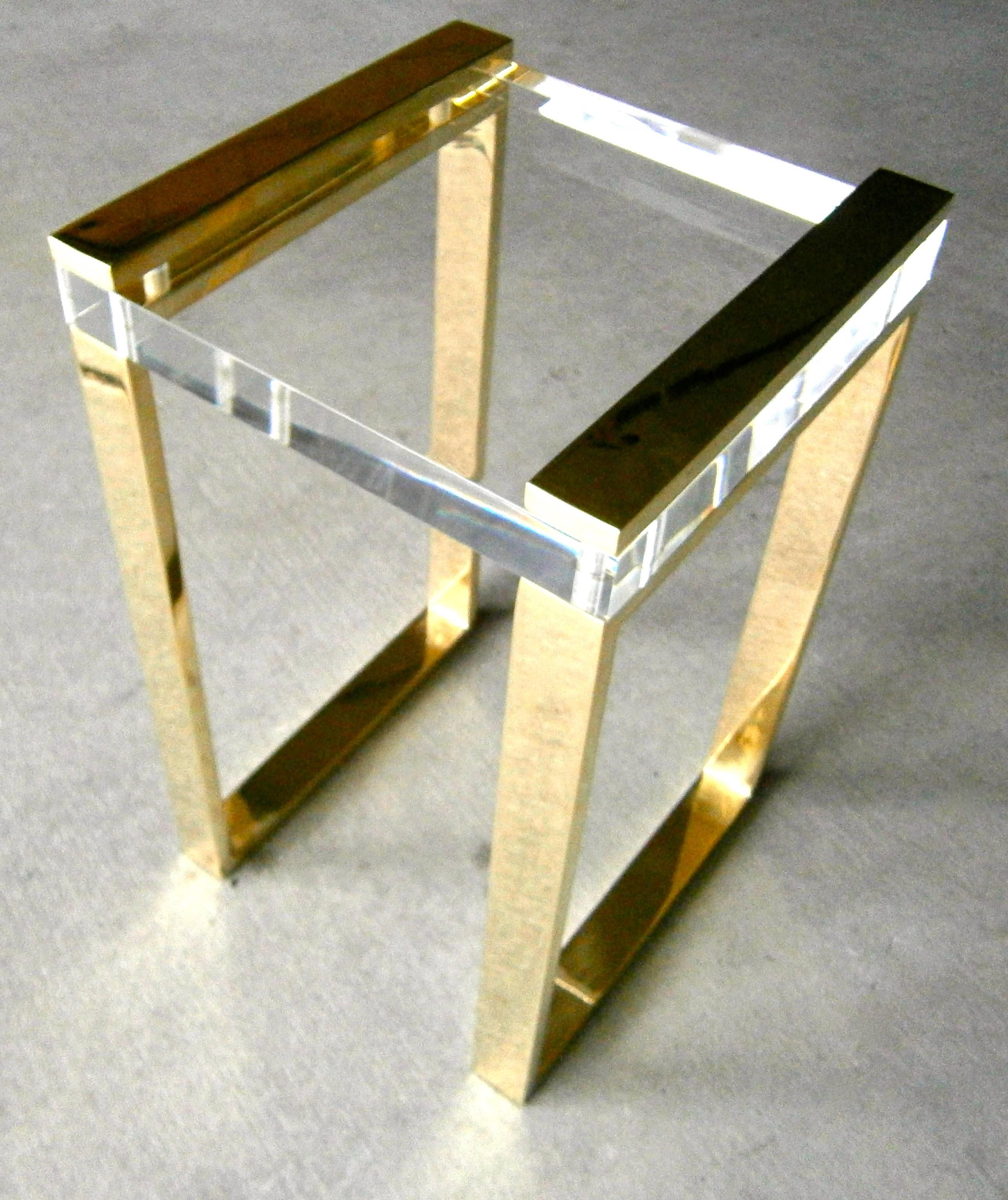 Brass & lucite side table by Charles Hollis Jones, circa 1970's 2