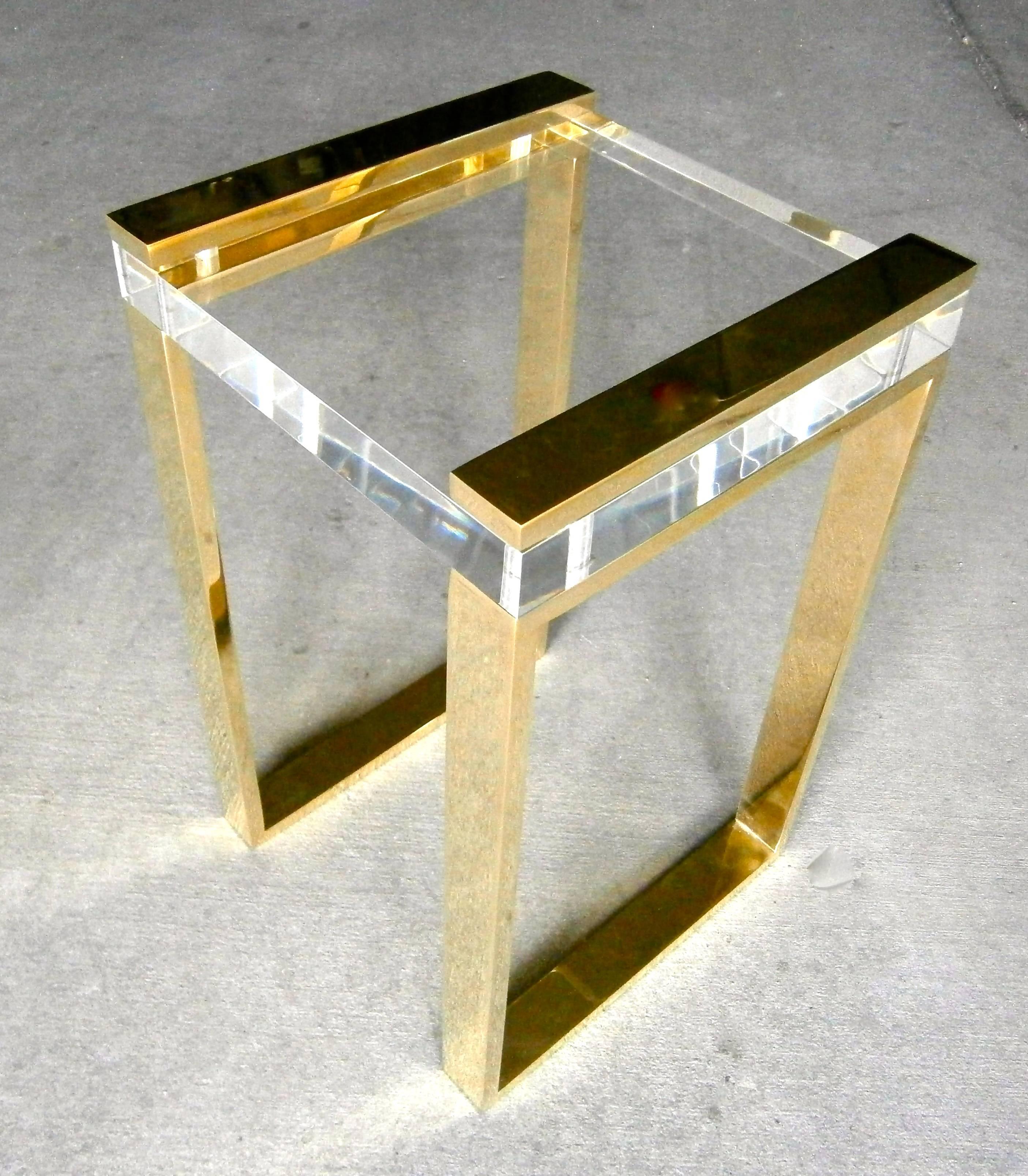Brass & lucite side table by Charles Hollis Jones, circa 1970's 4