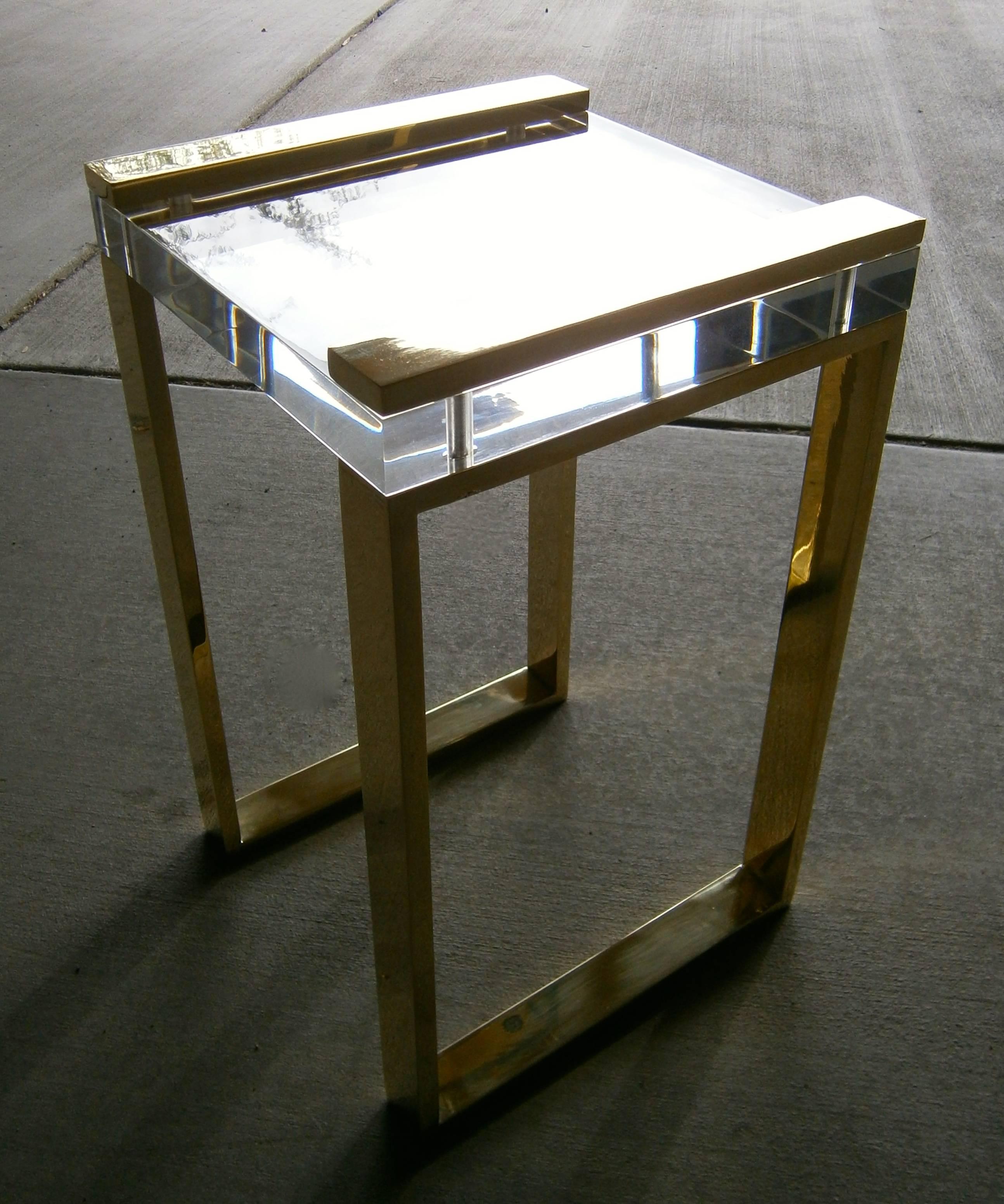 Brass & lucite side table by Charles Hollis Jones, circa 1970's 3