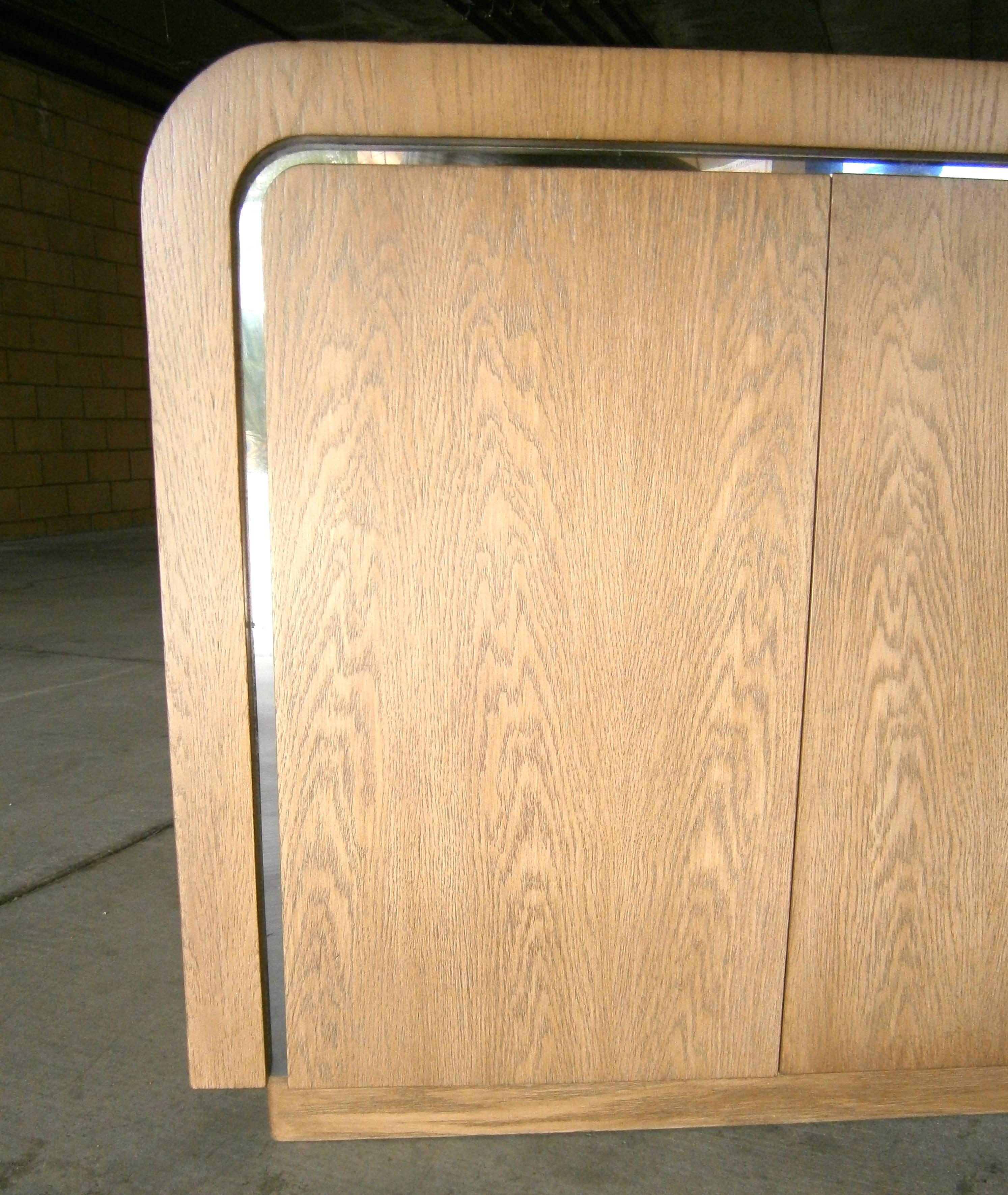 Late 20th Century Stained Oak Waterfall Credenza Cabinet Attributed to Steve Chase  C. 1980 For Sale