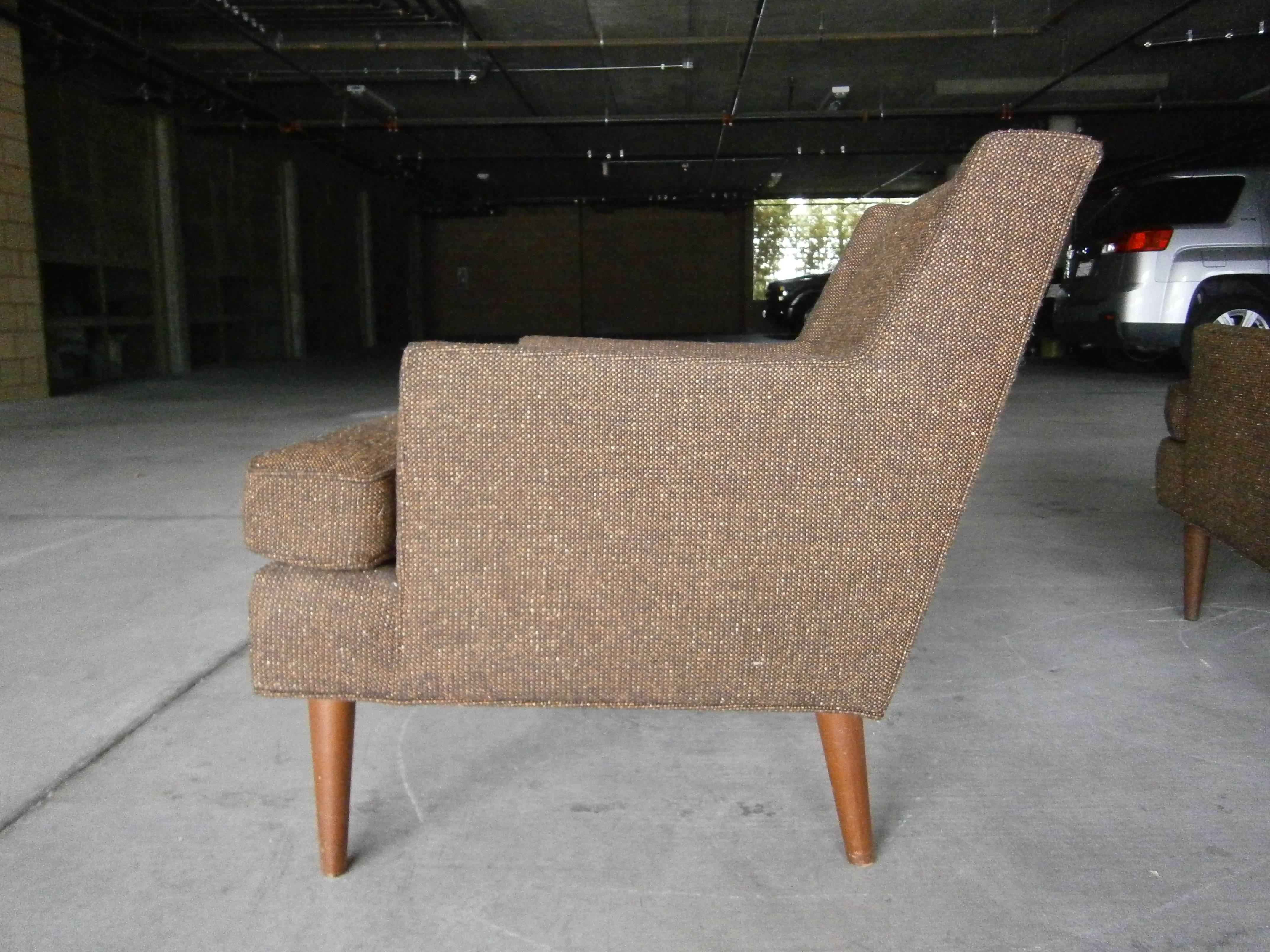 American Set of Two Mid Century Modern Fully Upholstered 