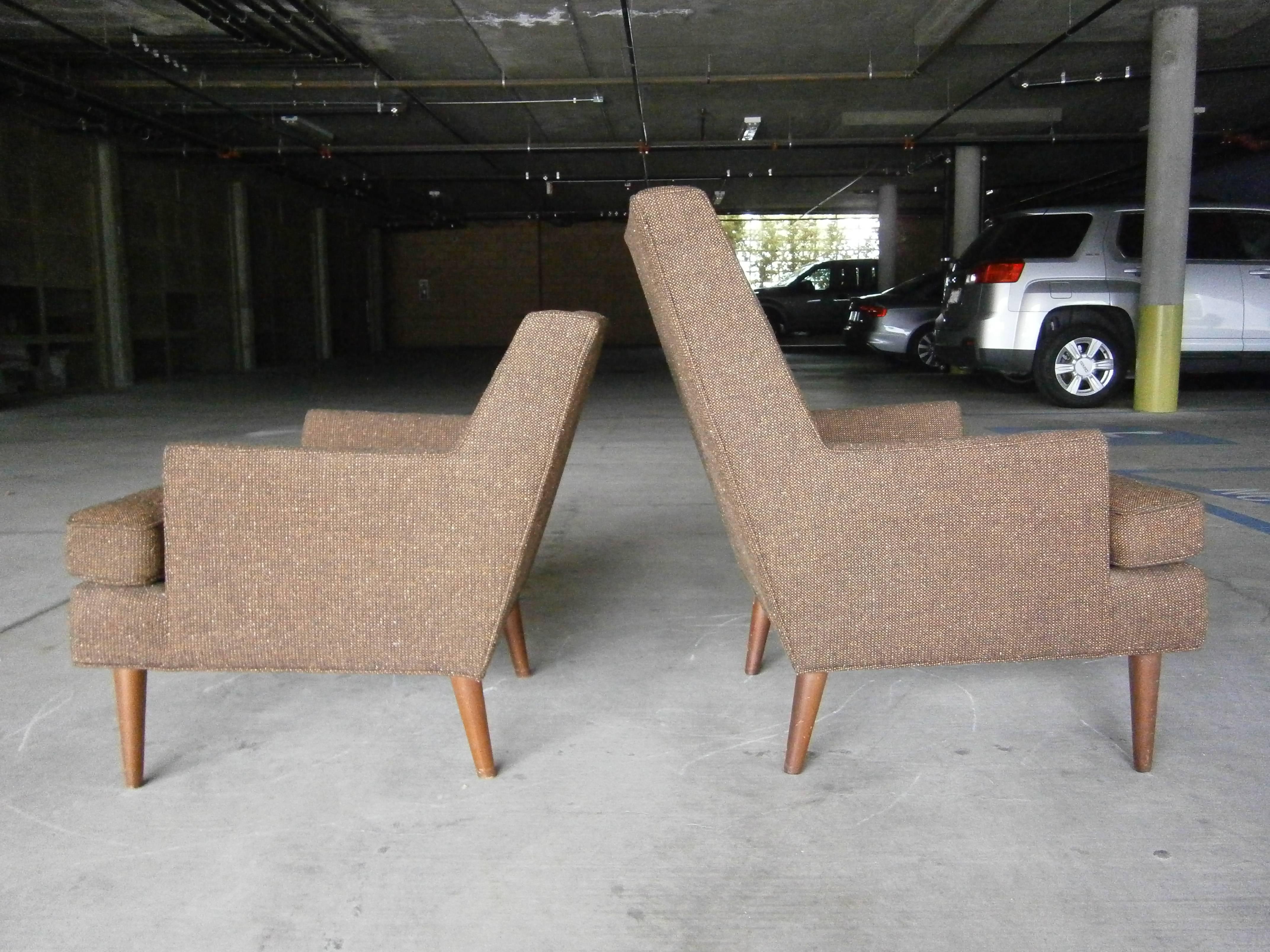 Mid-Century Modern Set of Two Mid Century Modern Fully Upholstered 