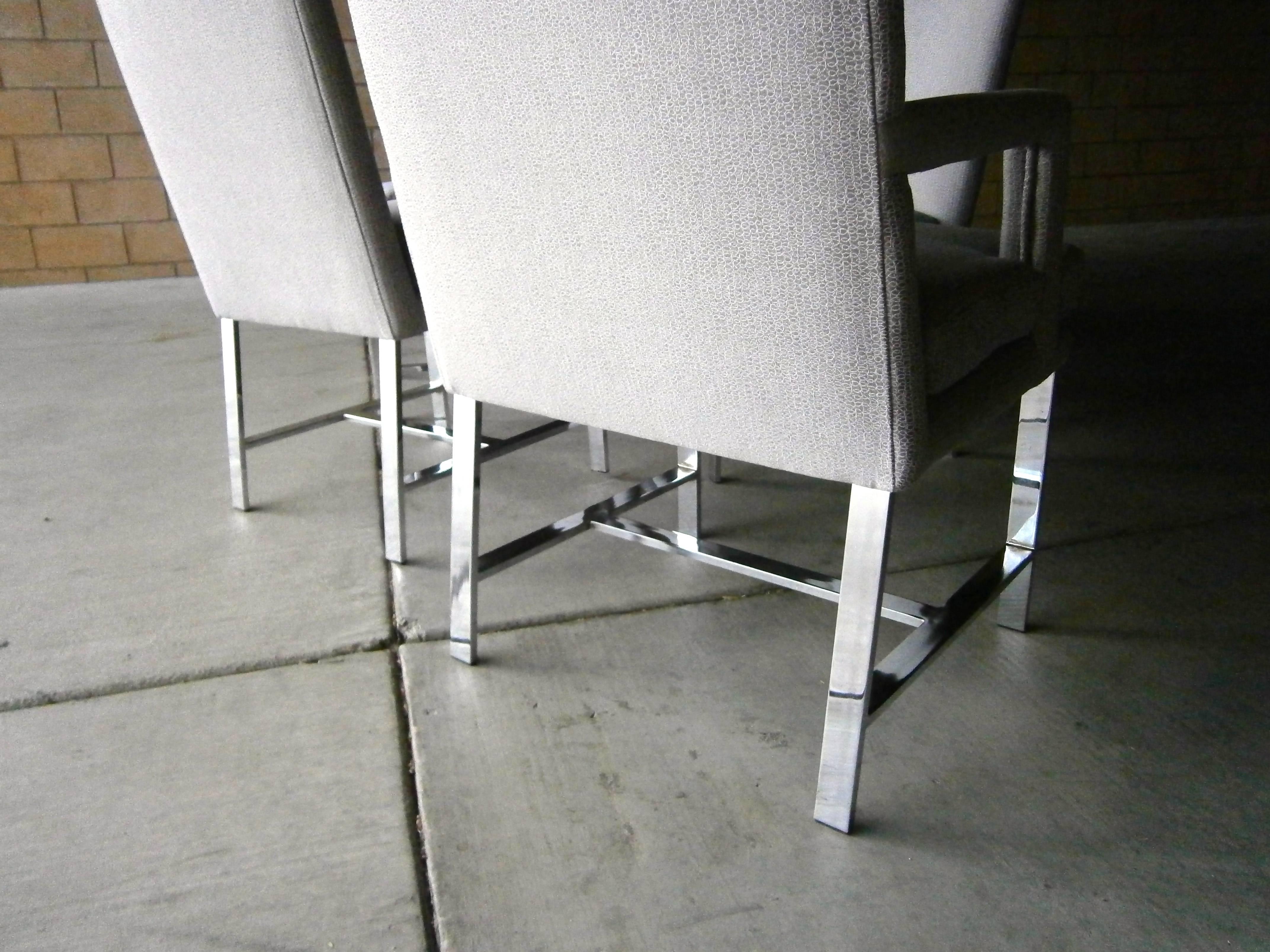 Plated Set of 6 Dining Chairs From The Directional Custom Collection  C.1970s For Sale