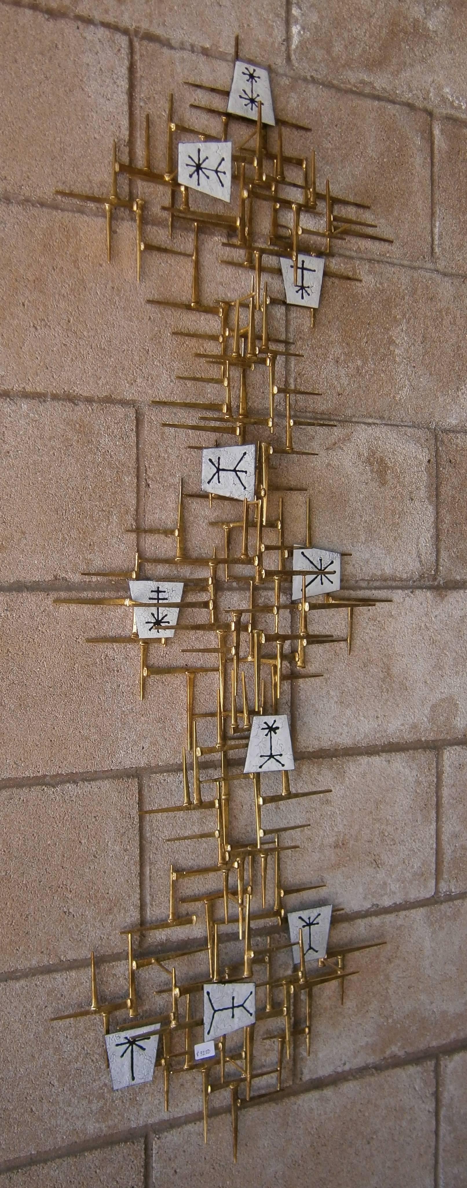 Mid-Century Modern Mid-Century Inspired Gilded Metal Wall Sculpture by Del and Brenda Williams