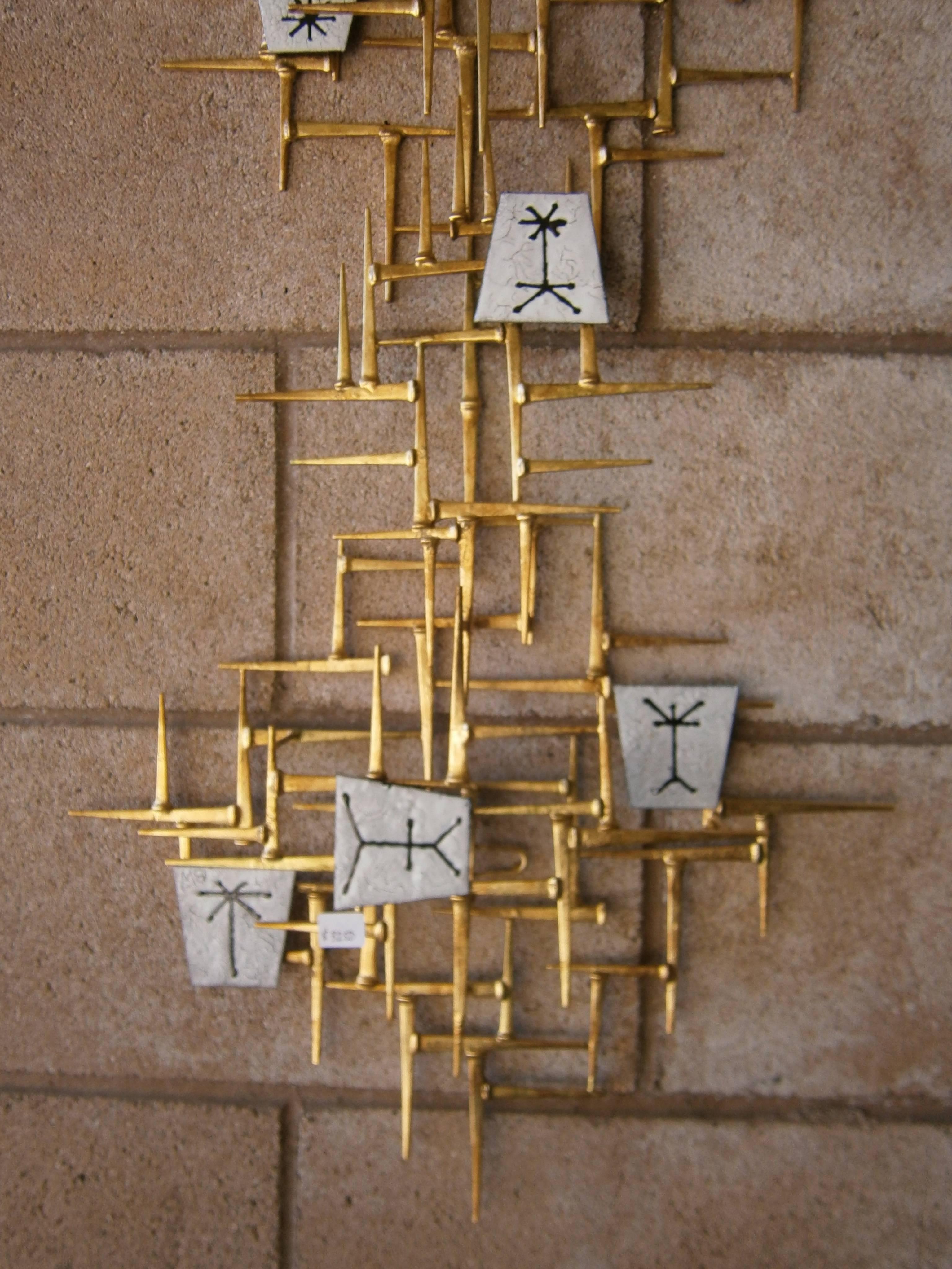 American Mid-Century Inspired Gilded Metal Wall Sculpture by Del and Brenda Williams