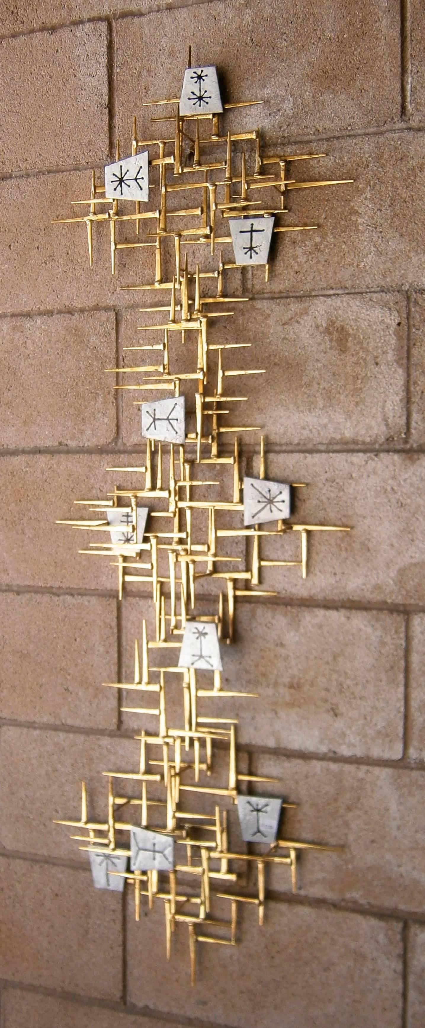 Mid-Century Inspired Gilded Metal Wall Sculpture by Del and Brenda Williams 2