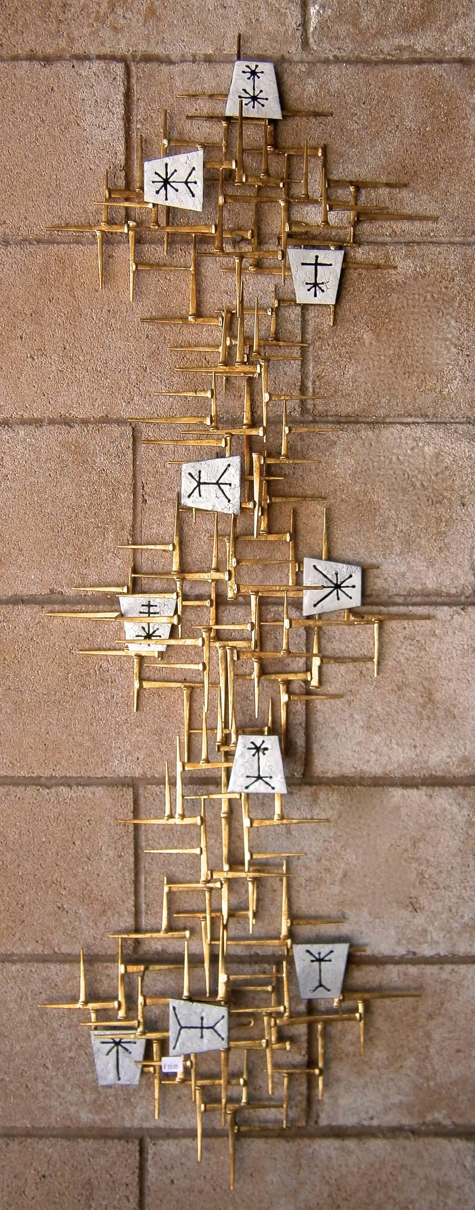 Mid-Century Inspired Gilded Metal Wall Sculpture by Del and Brenda Williams 3