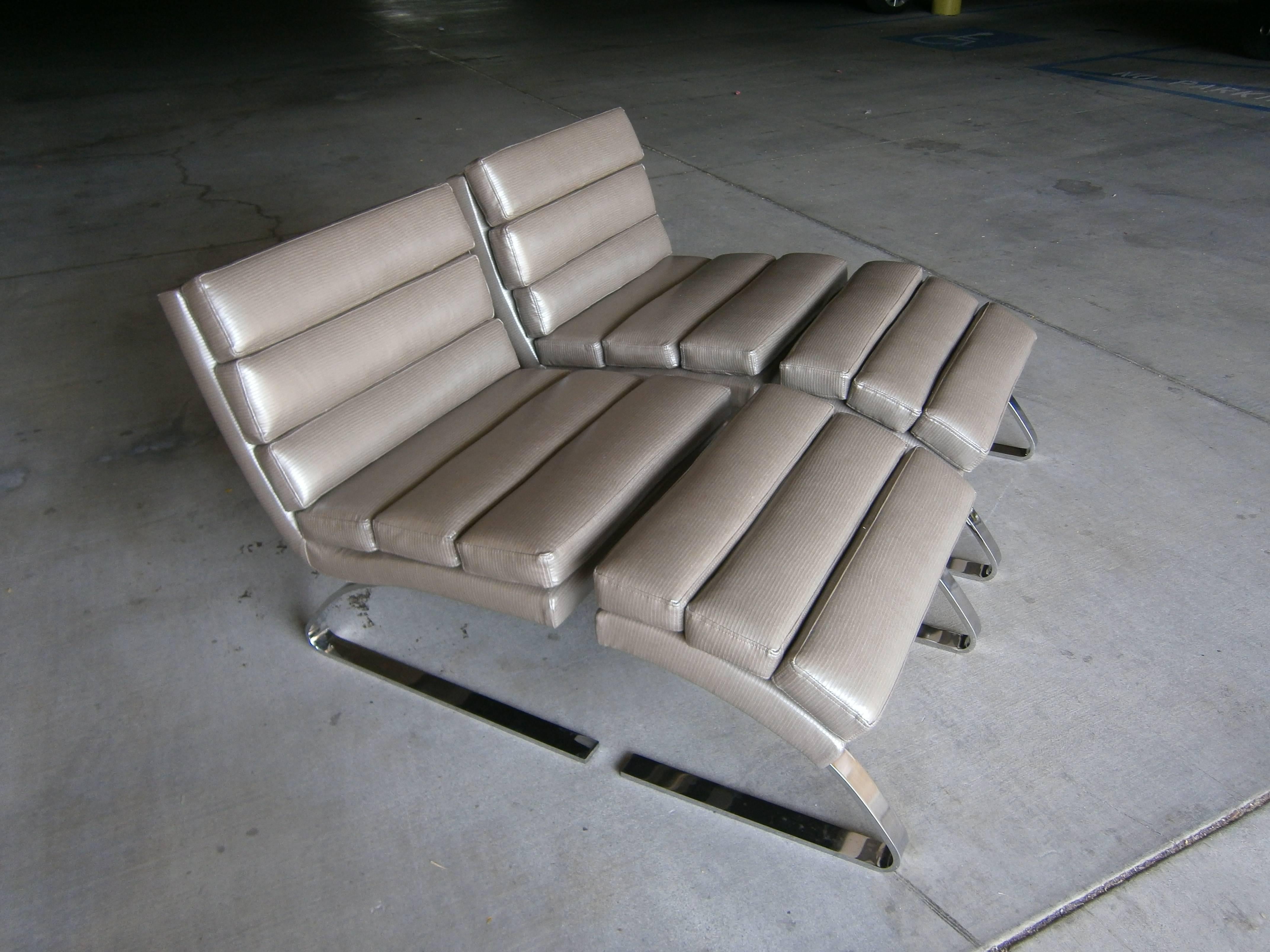 Late 20th Century A Vintage Cantilevered Lounge Chair and Ottoman  C. 1990s