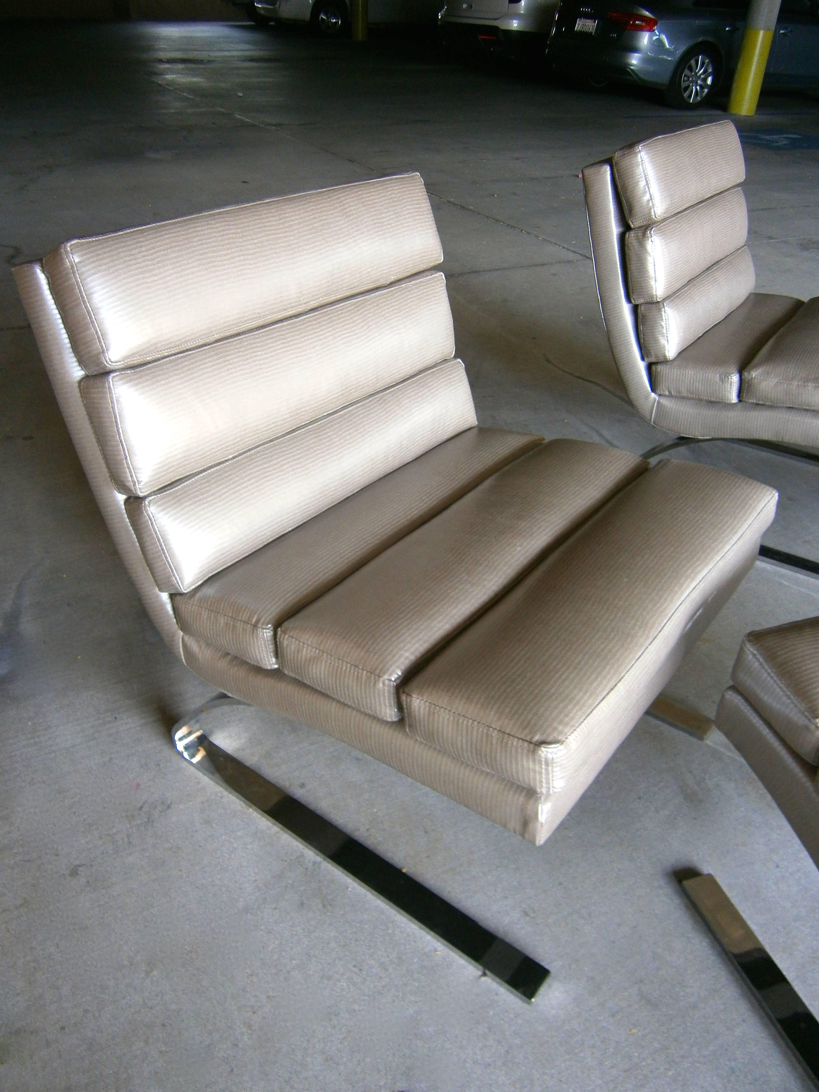 A Vintage Cantilevered Lounge Chair and Ottoman  C. 1990s 1