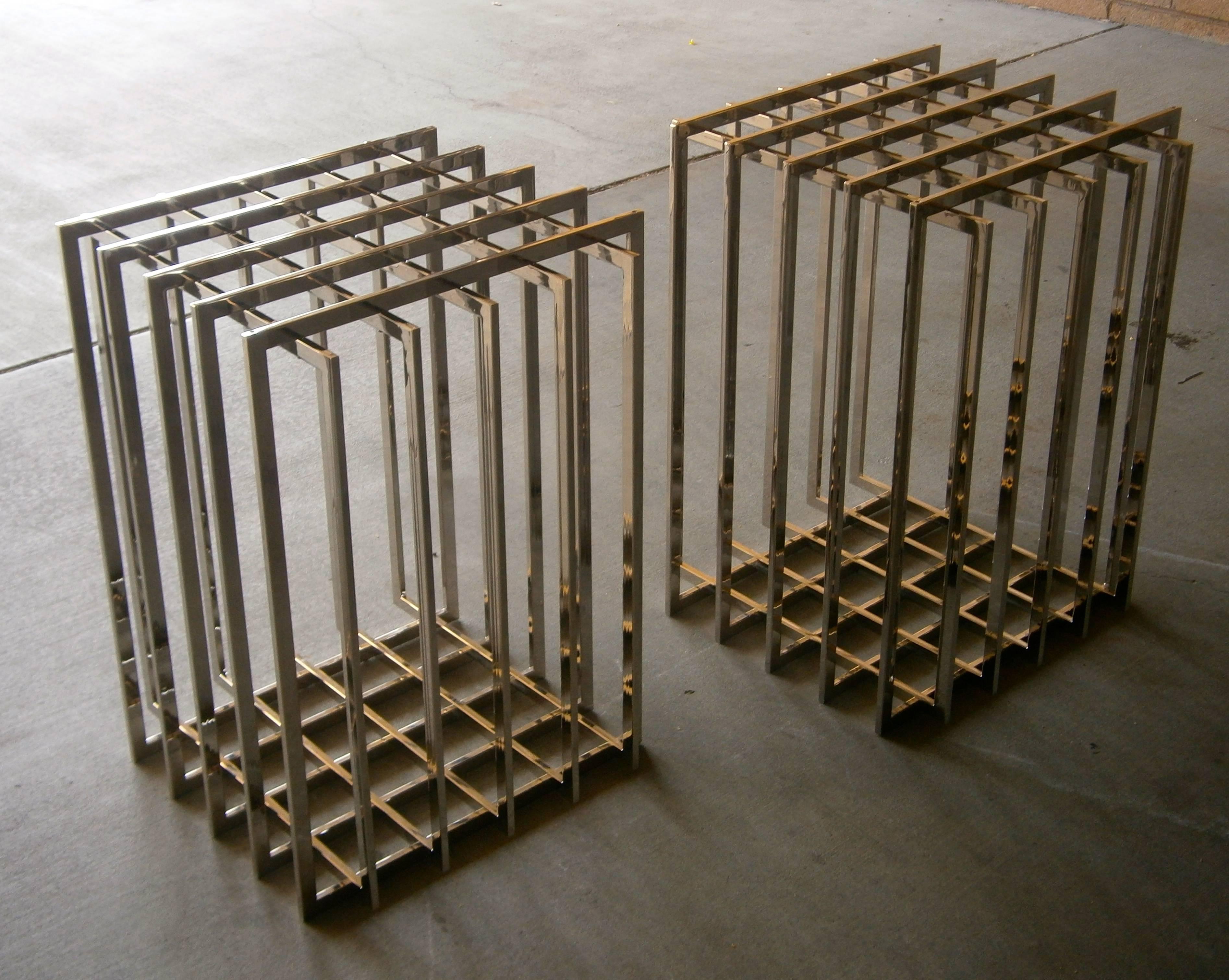 Pair of Nickel Plated Cage-Form Table Bases by Pierre Cardin  C. 1970s In Excellent Condition In Palm Springs, CA