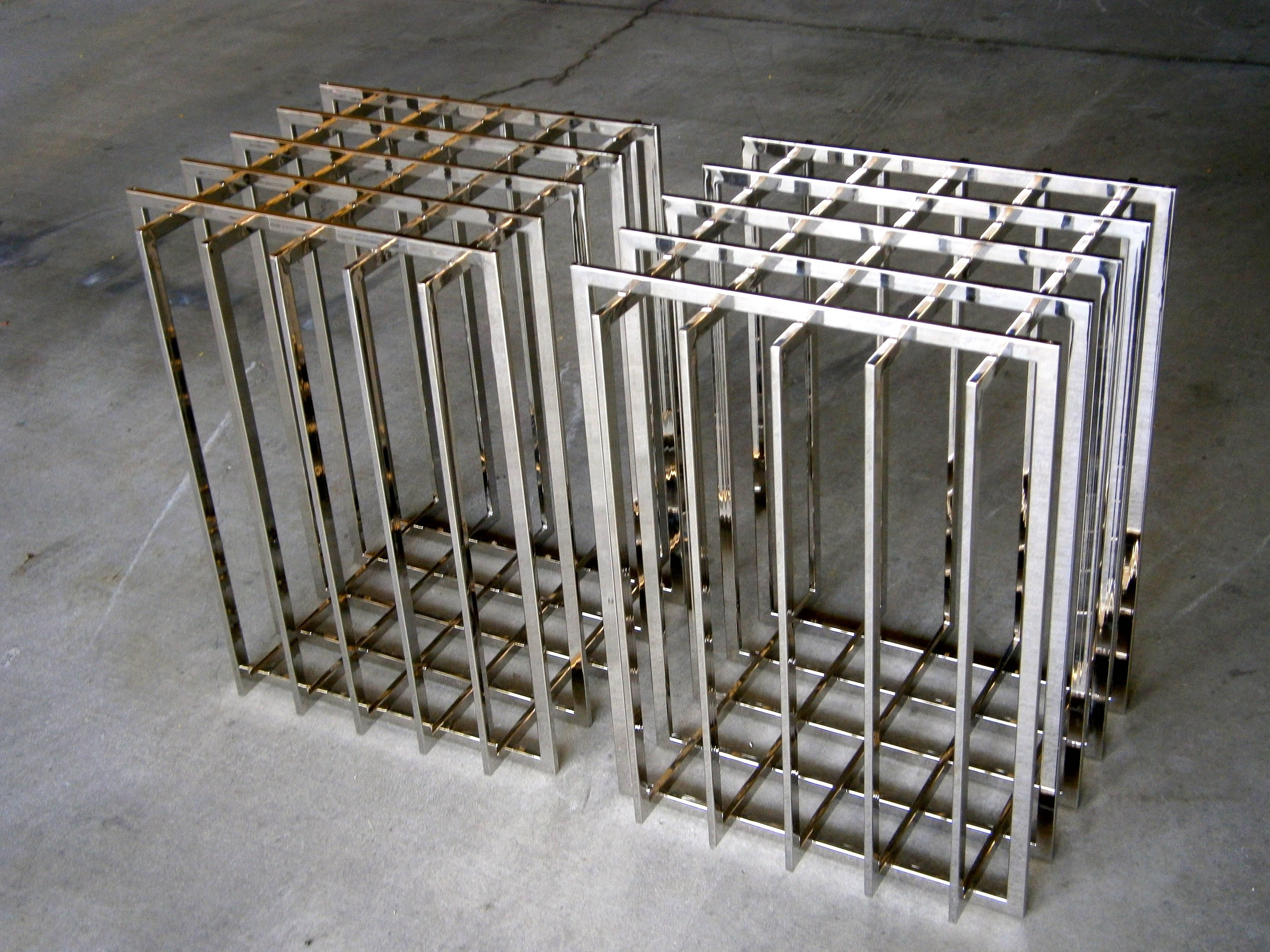 Metal Pair of Nickel Plated Cage-Form Table Bases by Pierre Cardin  C. 1970s