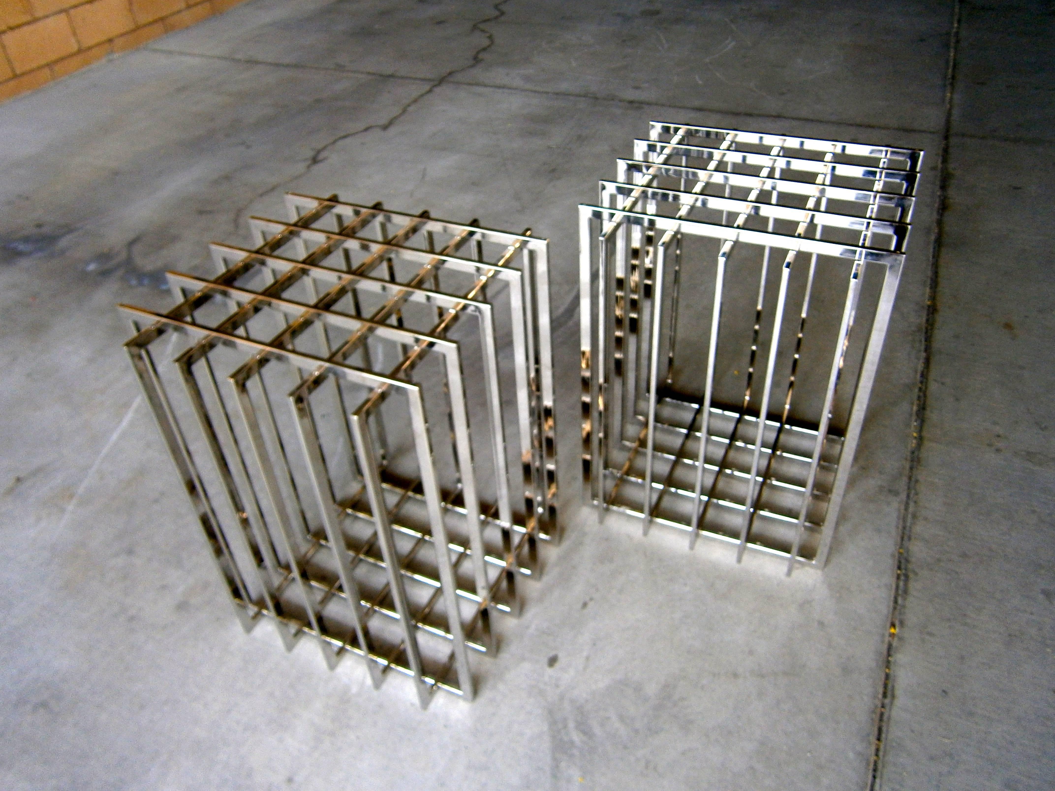 Pair of Nickel Plated Cage-Form Table Bases by Pierre Cardin  C. 1970s 1