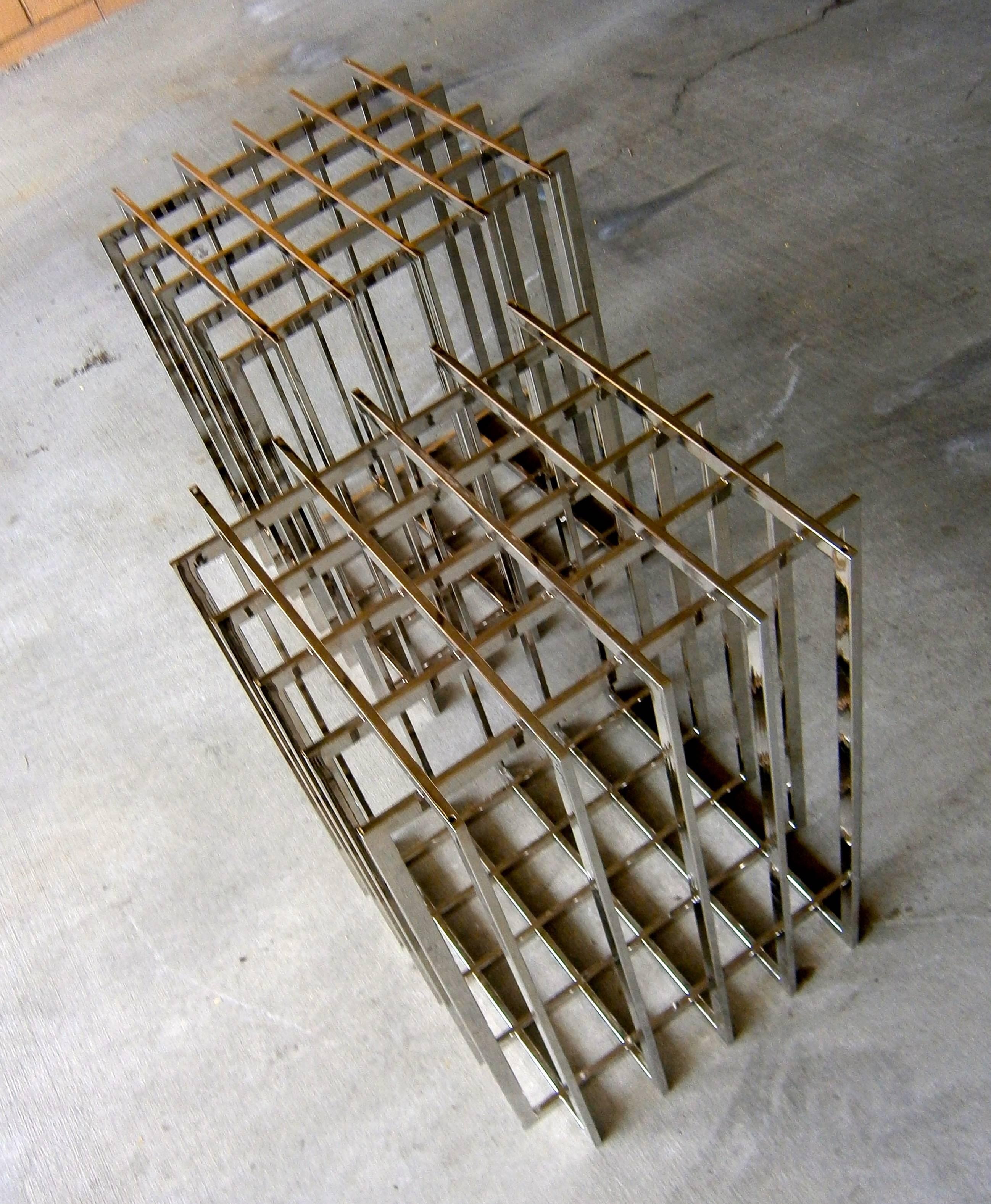 Pair of Nickel Plated Cage-Form Table Bases by Pierre Cardin  C. 1970s 2